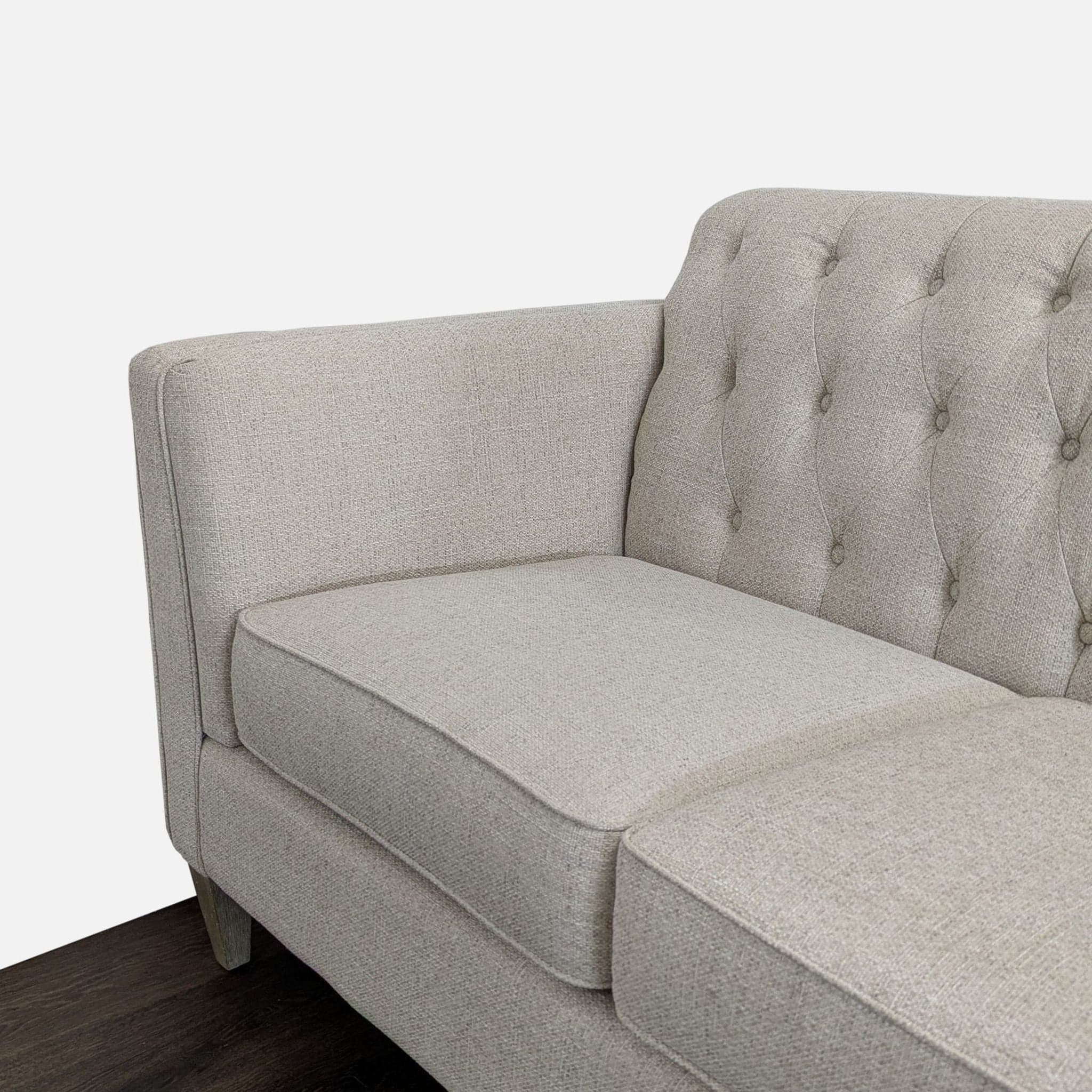 La-Z-Boy 3-Seat Modern Light Beige Tufted Sofa - Thumbnail 5