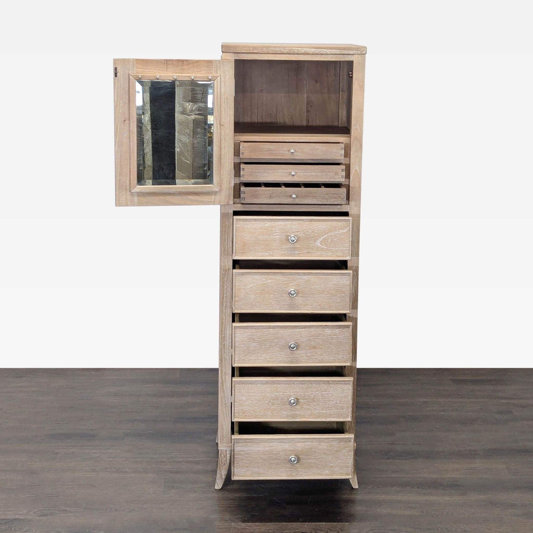 Arhaus Tall Wooden Dresser with Jewelry Cabinet - Thumbnail 2