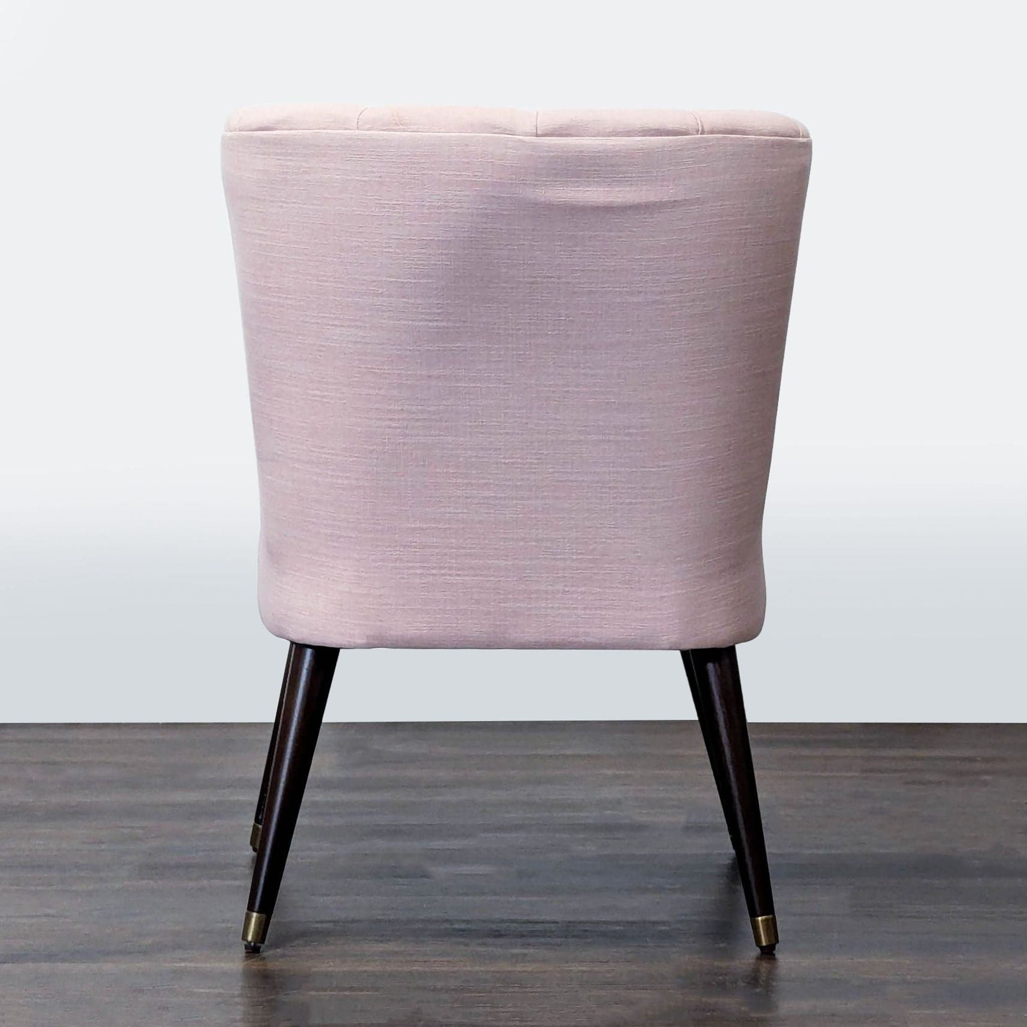 Modern Pink Tufted Lounge Chair with Dark Wooden Legs - Thumbnail 4