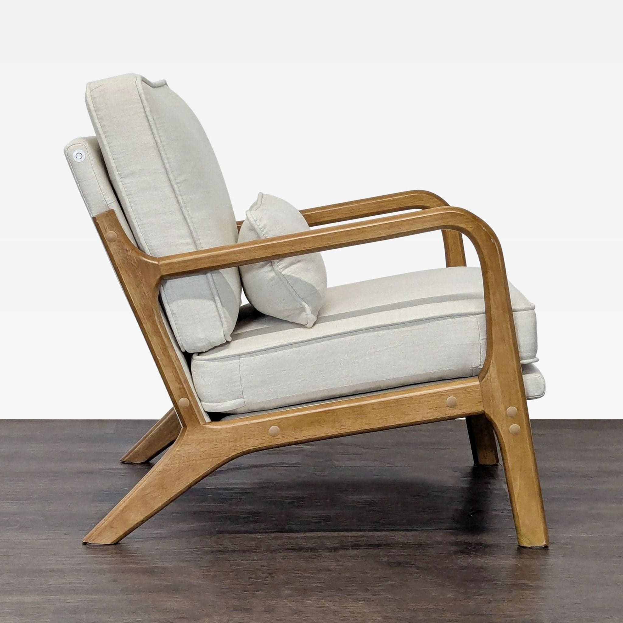 George Oliver Lounge Chair with Light Wood Frame and Cream Cushions - Thumbnail 5