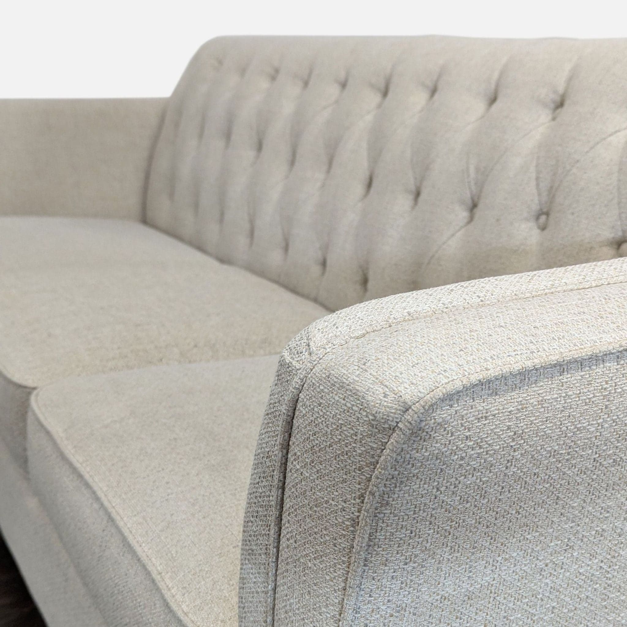 La-Z-Boy 3-Seat Modern Light Beige Tufted Sofa - Thumbnail 4