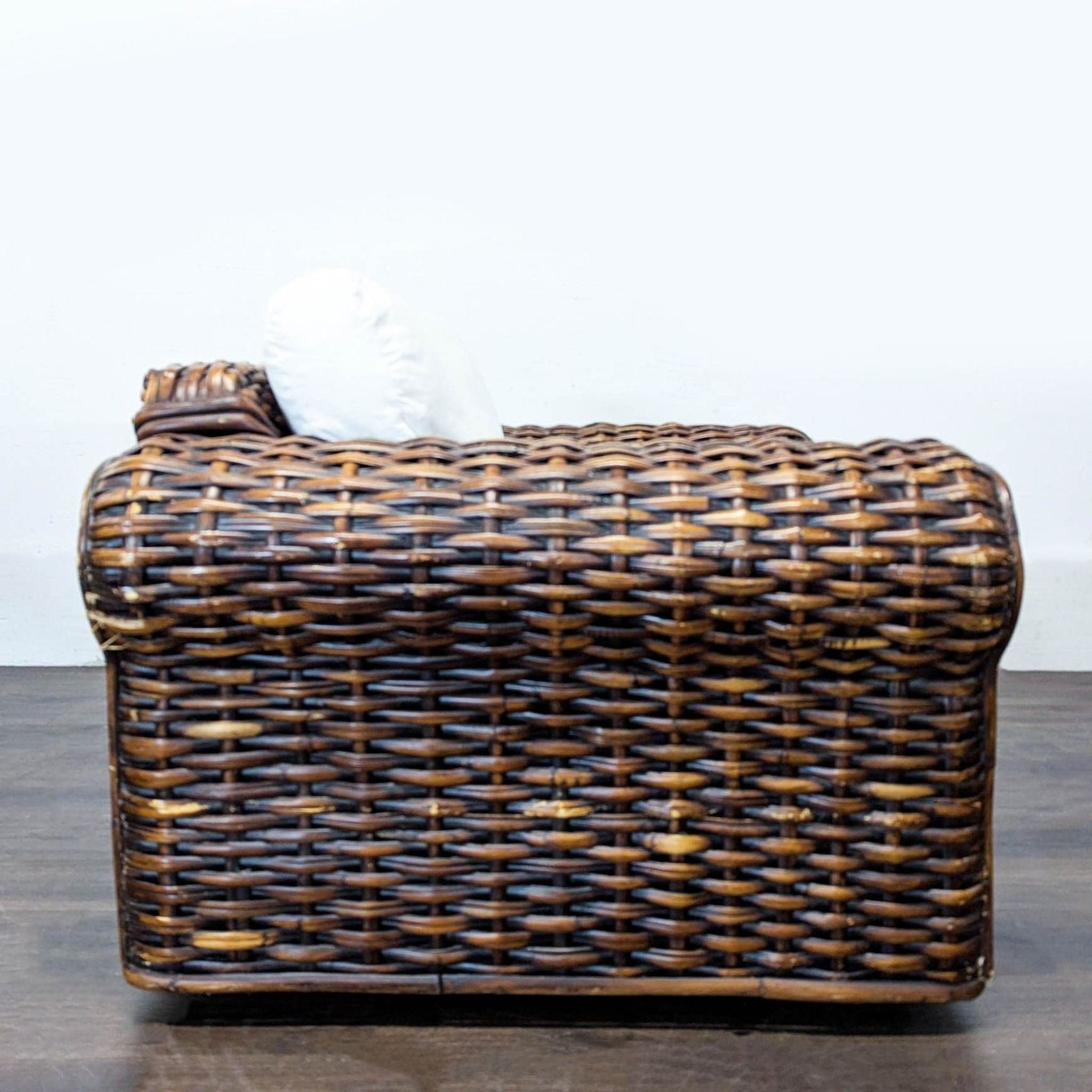 Ralph Lauren Woven Rattan Lounge Chair with White Cushions - Thumbnail 3