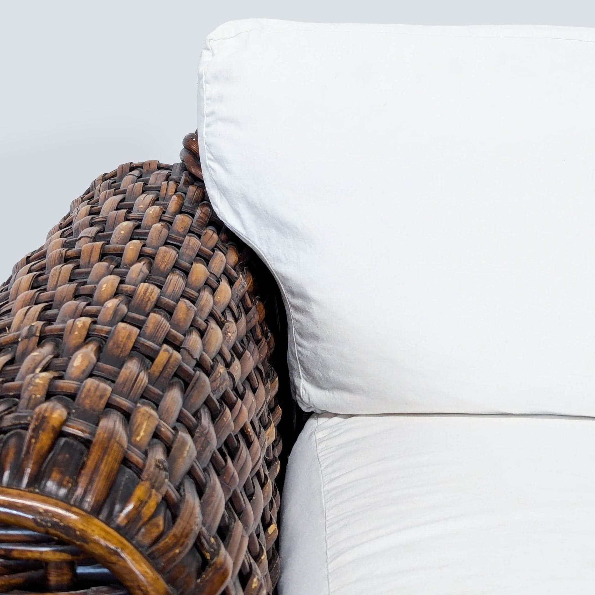 Ralph Lauren Woven Rattan Lounge Chair with White Cushions - Thumbnail 8