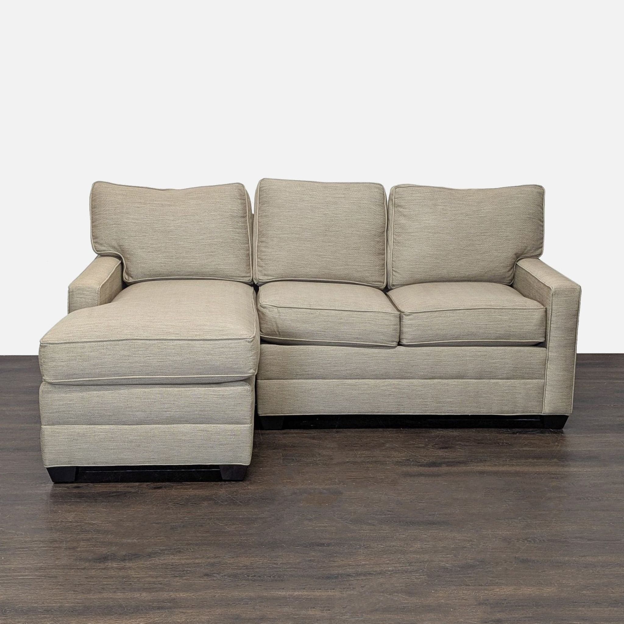 Ethan Allen Bennett Beige Sectional Sofa with Left Chaise