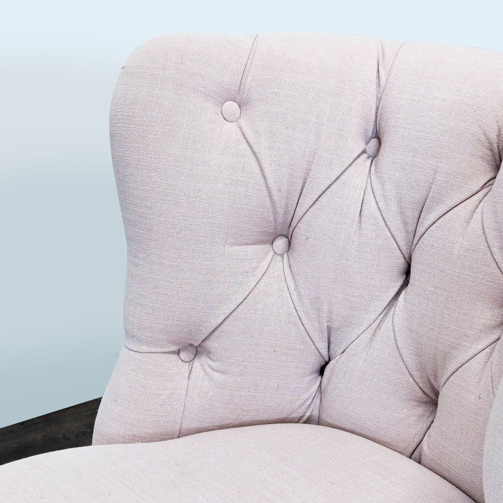 Modern Pink Tufted Lounge Chair with Dark Wooden Legs - Thumbnail 6
