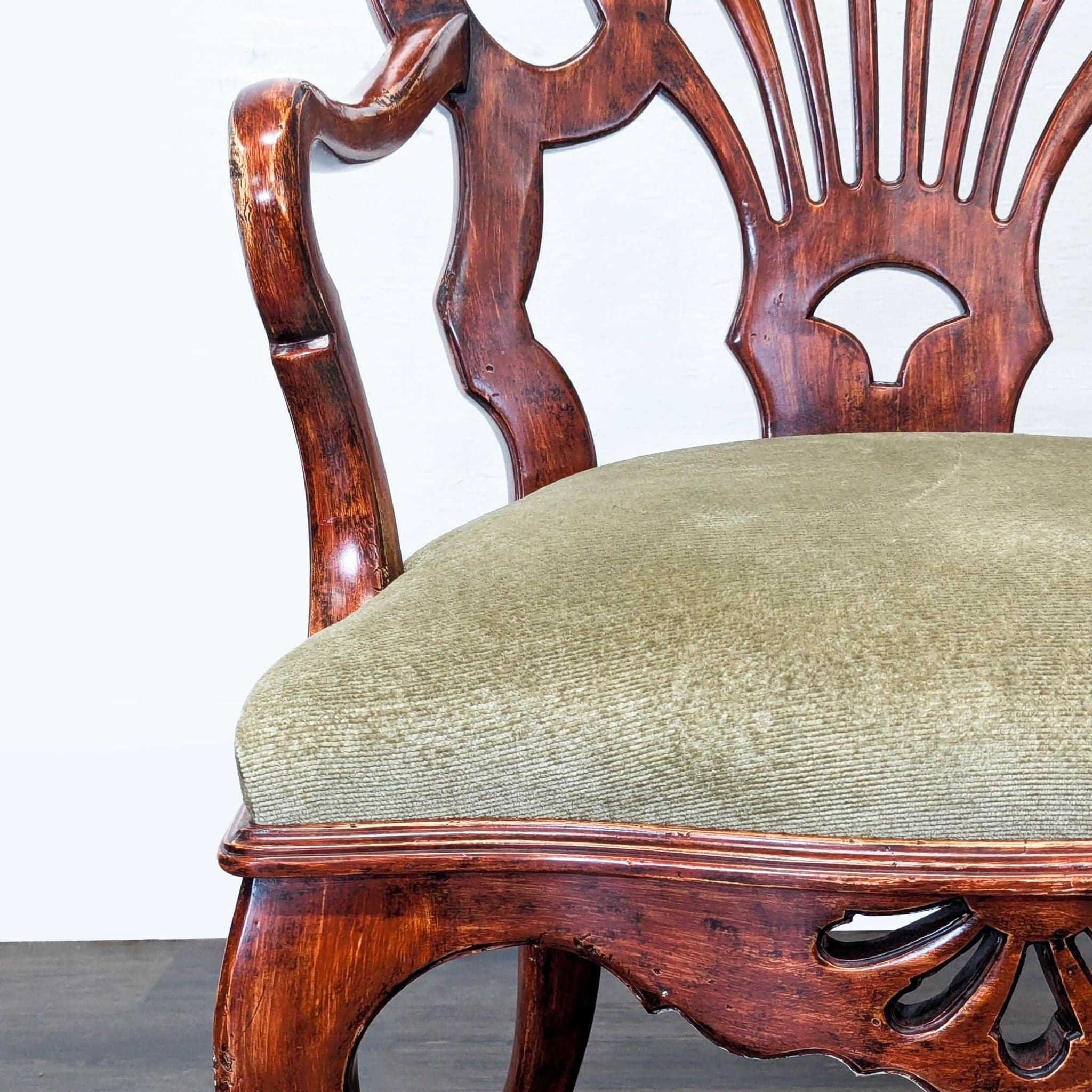 Chippendale Style Mahogany Ribbon-Back Armchair - Thumbnail 6