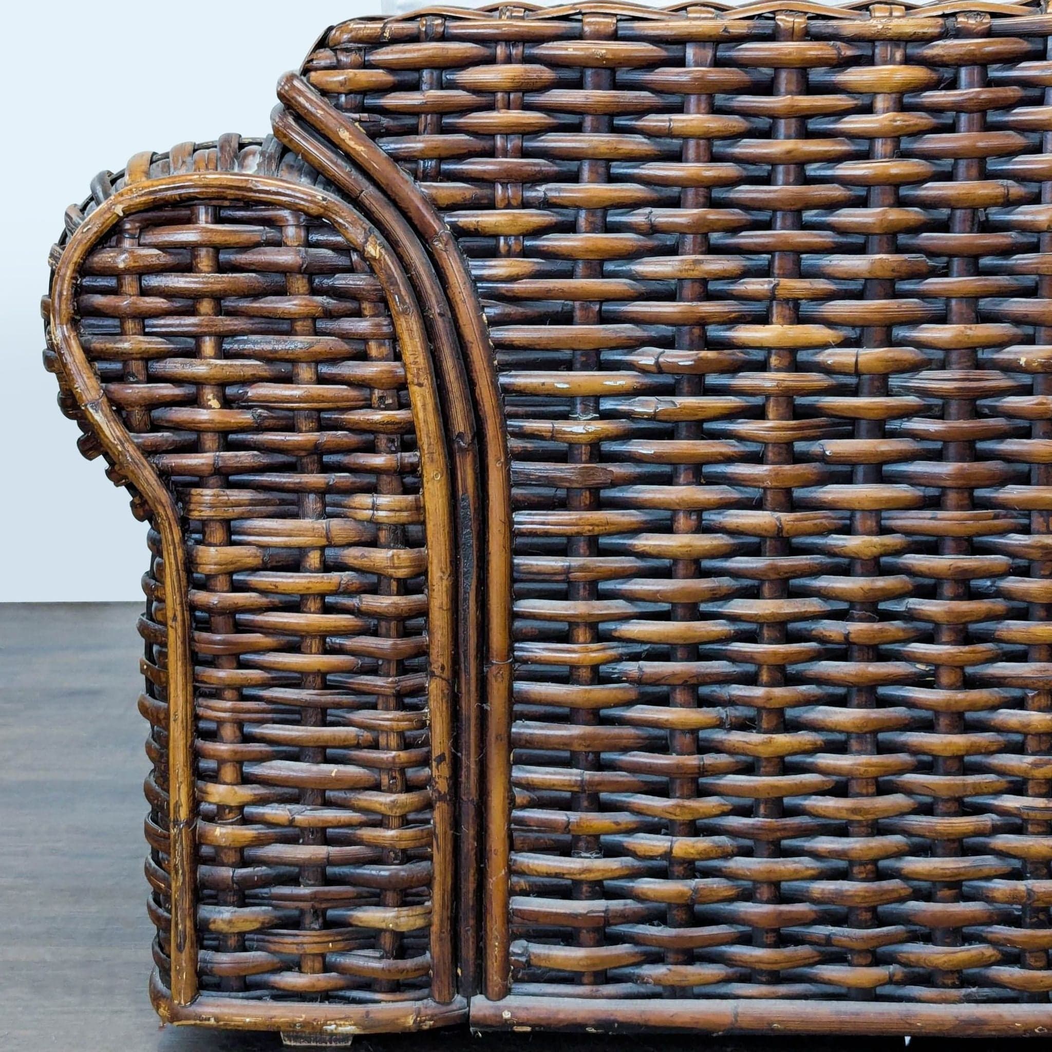 Ralph Lauren Woven Rattan Lounge Chair with White Cushions - Thumbnail 13