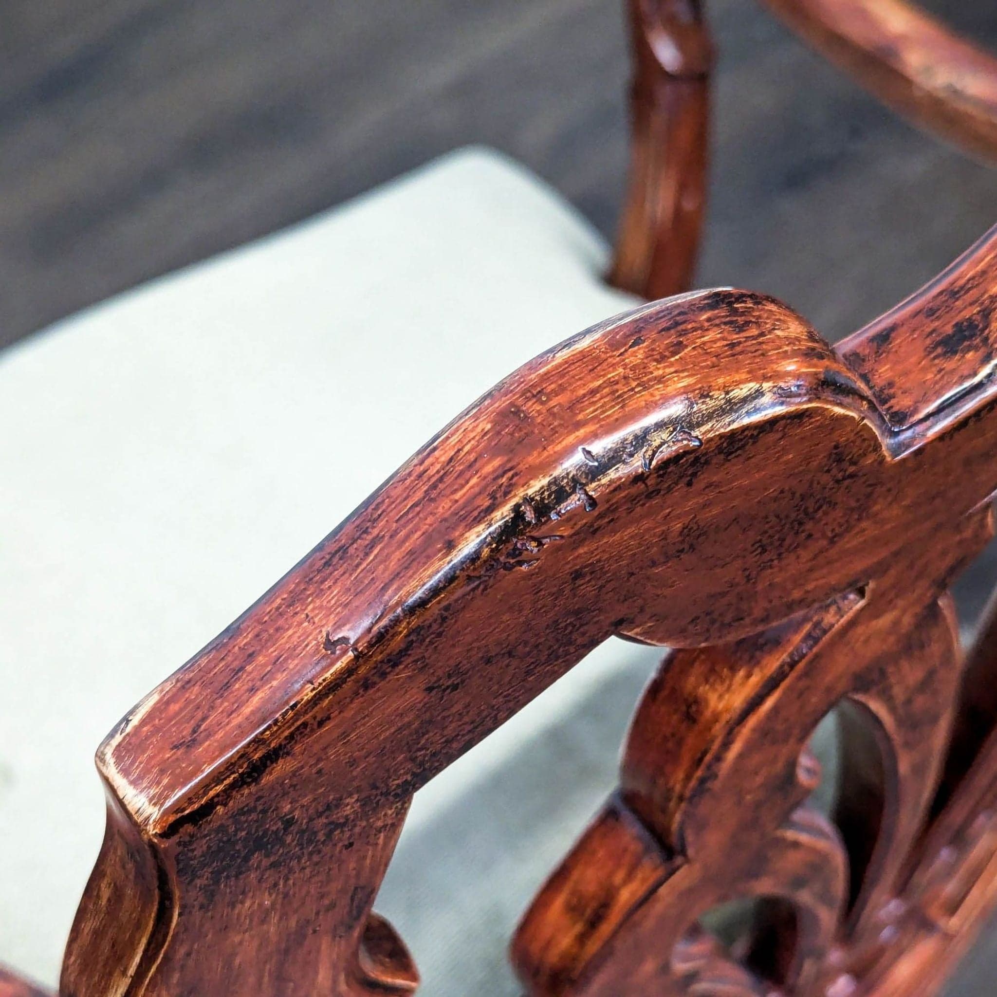 Chippendale Style Mahogany Ribbon-Back Armchair - Thumbnail 8