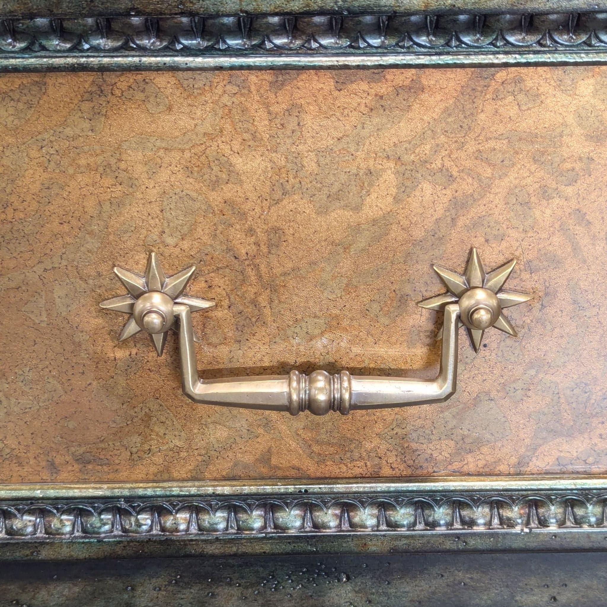 Theodore Alexander Venetian Art Deco Gilded Verre Églomisé Two-Drawer Chest - Thumbnail 4