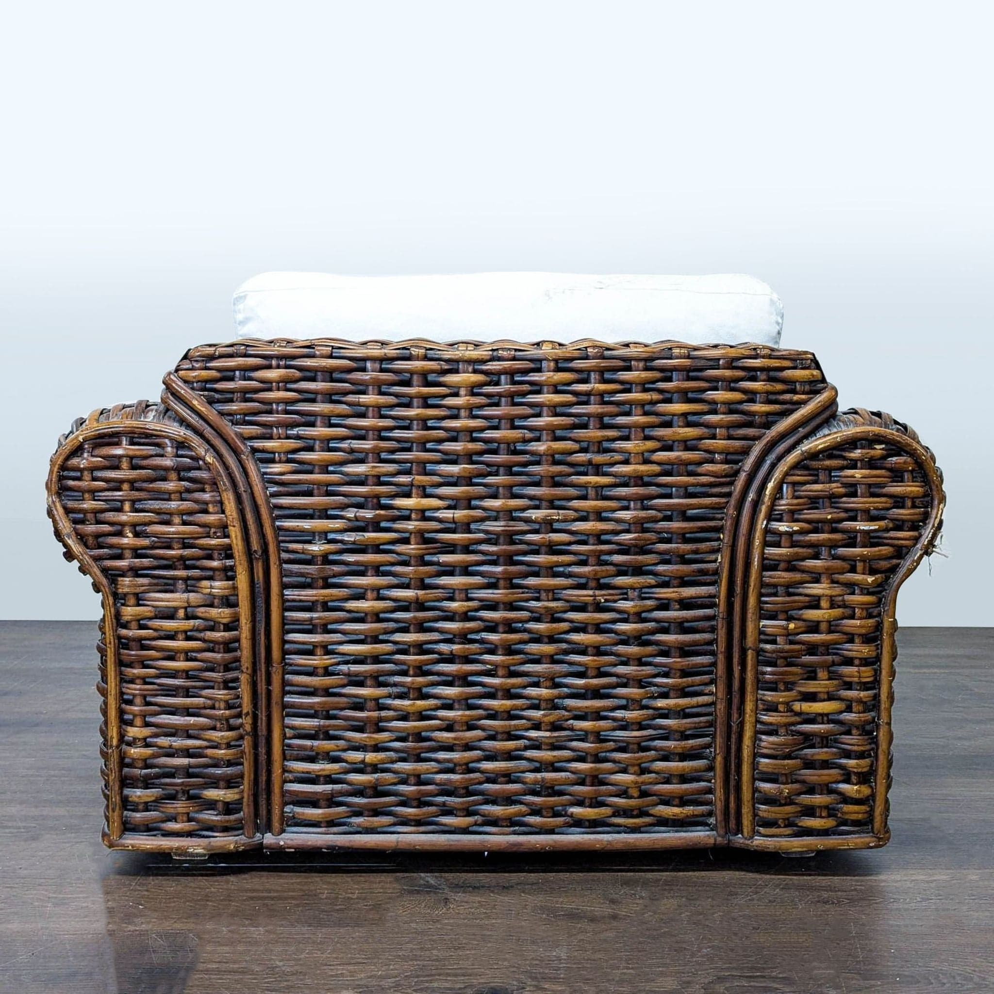 Ralph Lauren Woven Rattan Lounge Chair with White Cushions - Thumbnail 5