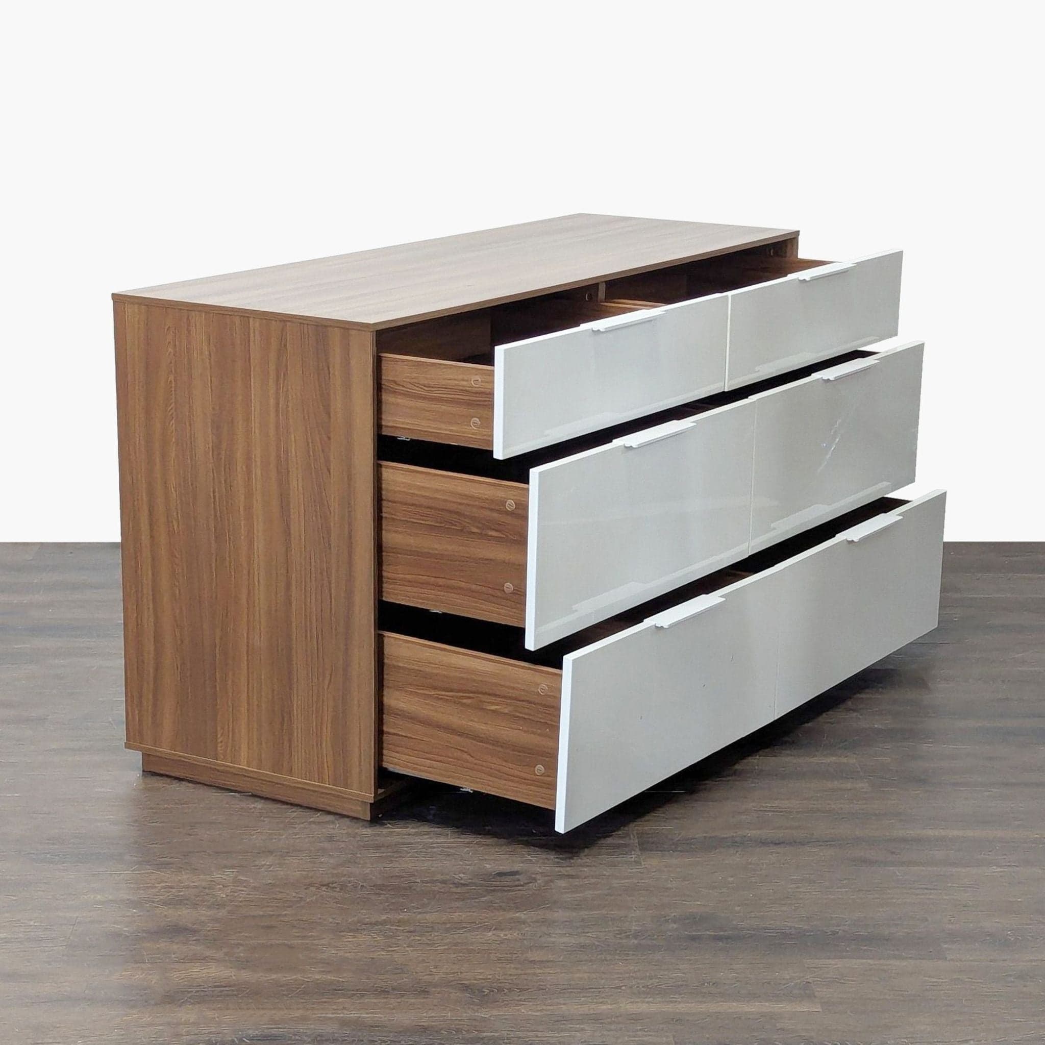 Ikea Modern 6-Drawer Dresser, Walnut and White Finish - Thumbnail 2
