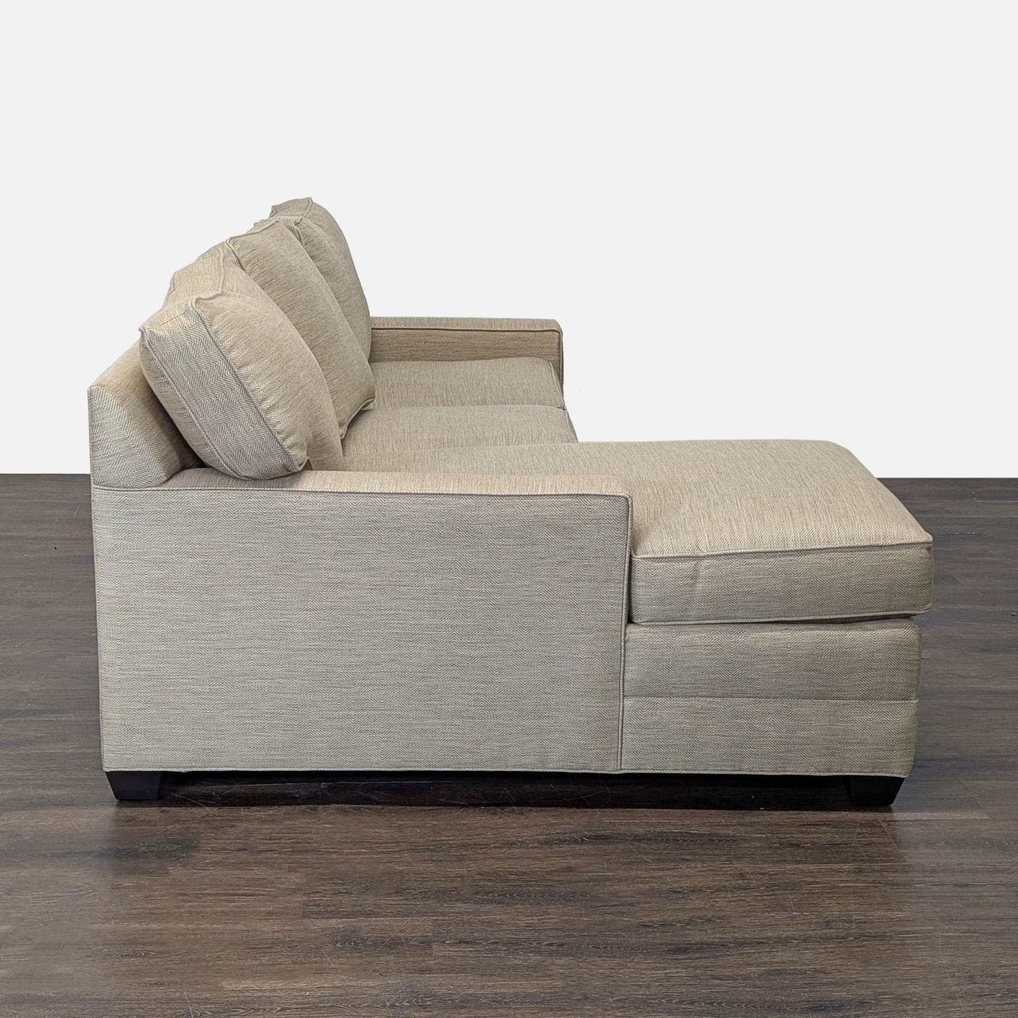 Ethan Allen Bennett Beige Sectional Sofa with Left Chaise - Thumbnail 10