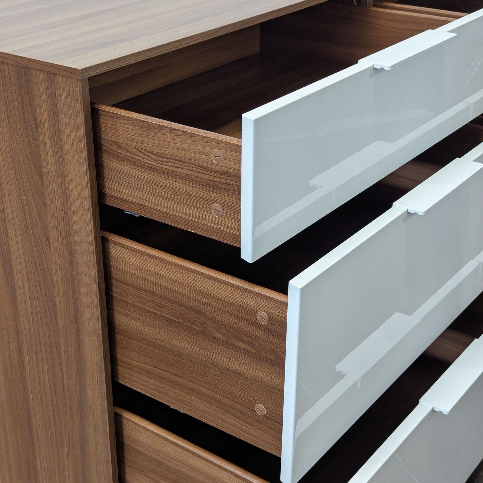Ikea Modern 6-Drawer Dresser, Walnut and White Finish - Thumbnail 6
