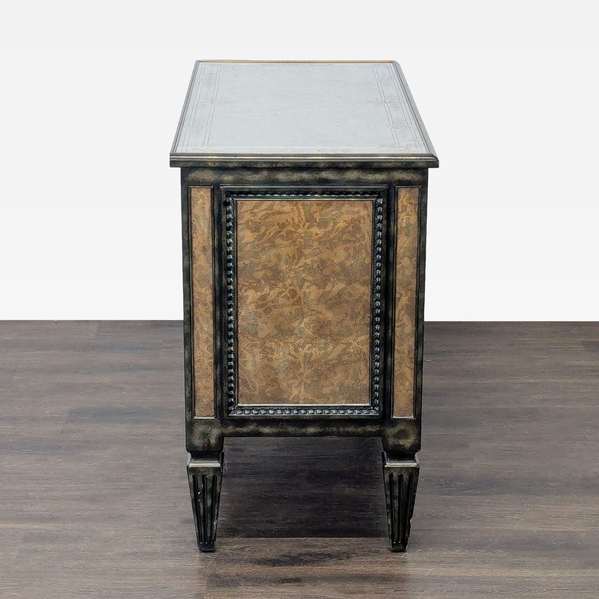 Theodore Alexander Venetian Art Deco Gilded Verre Églomisé Two-Drawer Chest - Thumbnail 11