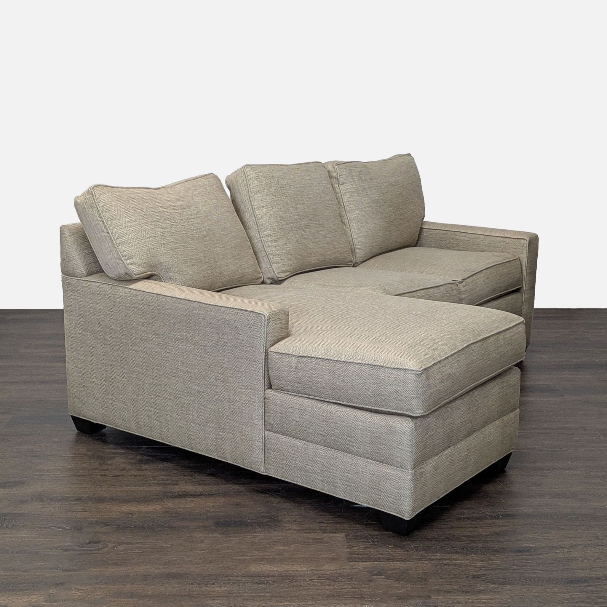 Ethan Allen Bennett Beige Sectional Sofa with Left Chaise - Thumbnail 2
