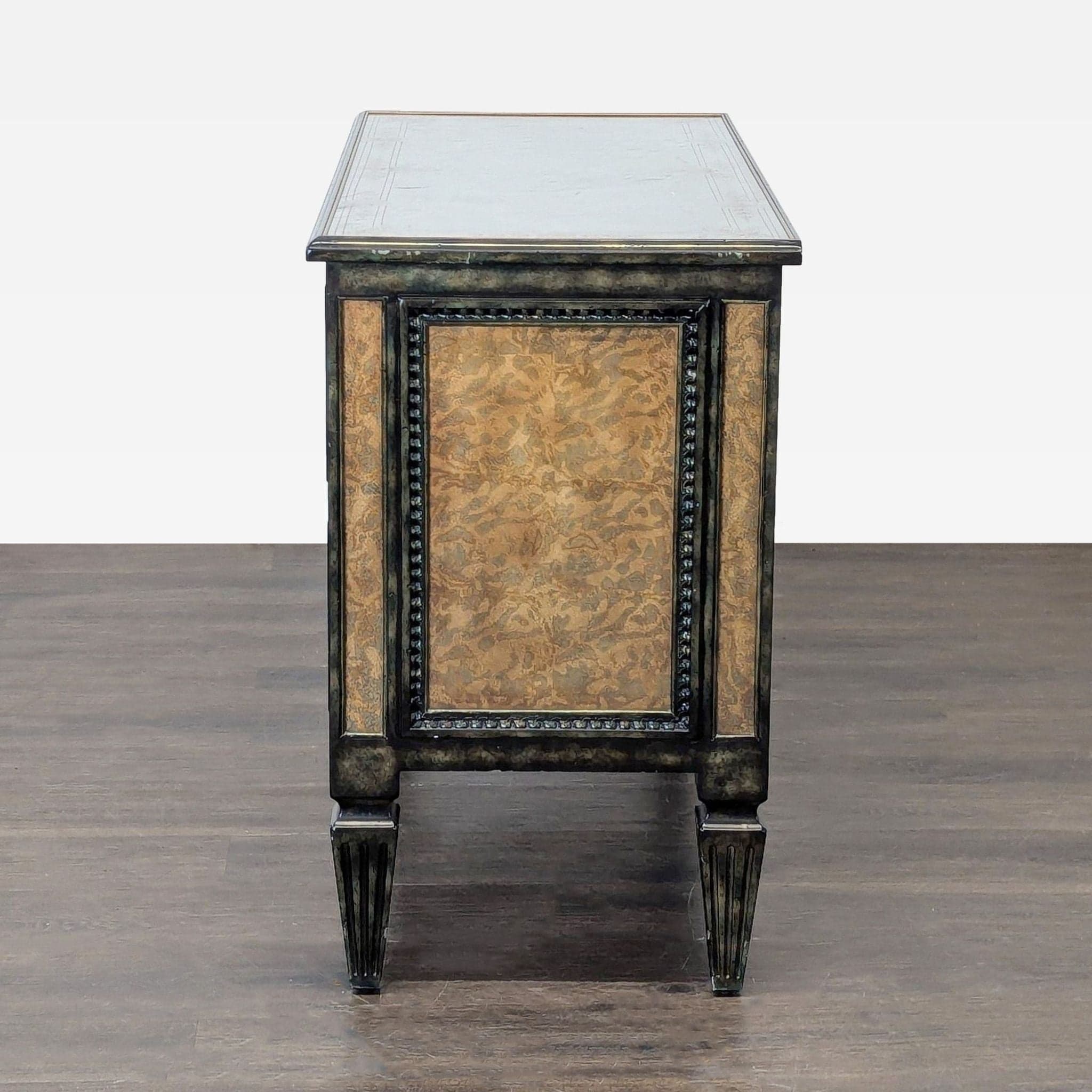 Theodore Alexander Venetian Art Deco Gilded Verre Églomisé Two-Drawer Chest - Thumbnail 9