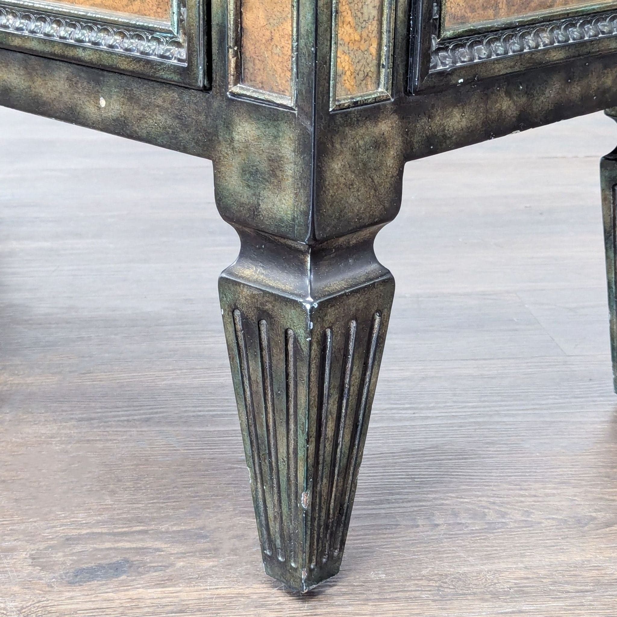 Theodore Alexander Venetian Art Deco Gilded Verre Églomisé Two-Drawer Chest - Thumbnail 3