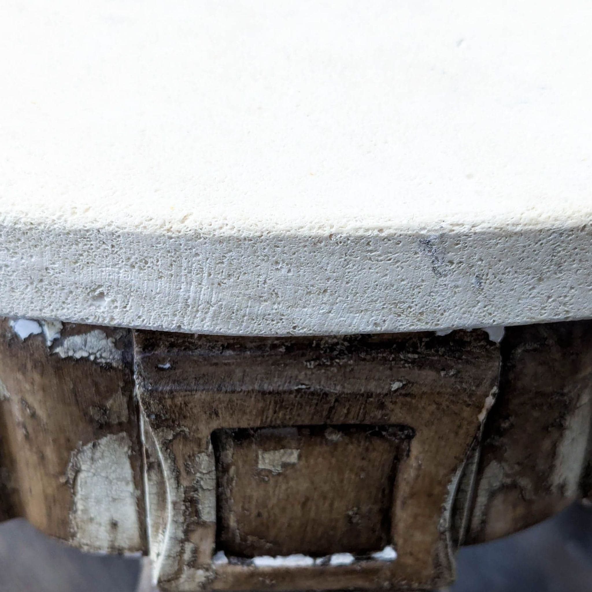 Faux Stone Top End Table on Distressed Wood Base - Thumbnail 5