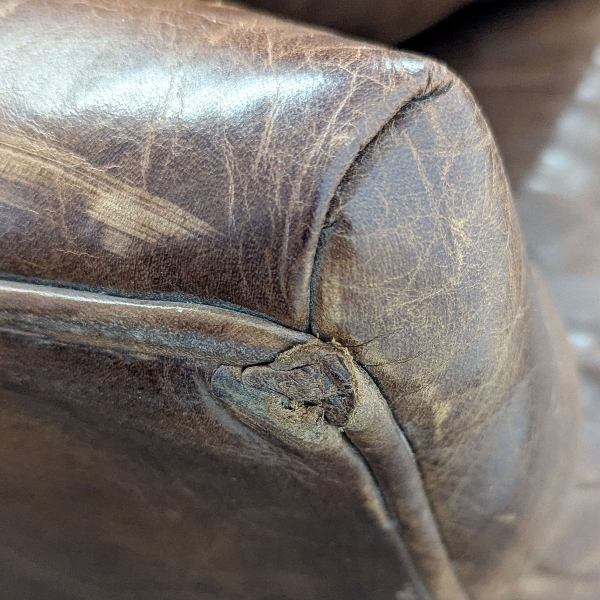 Restoration Hardware Lancaster 3-Seat Brown Leather Sofa - Thumbnail 3
