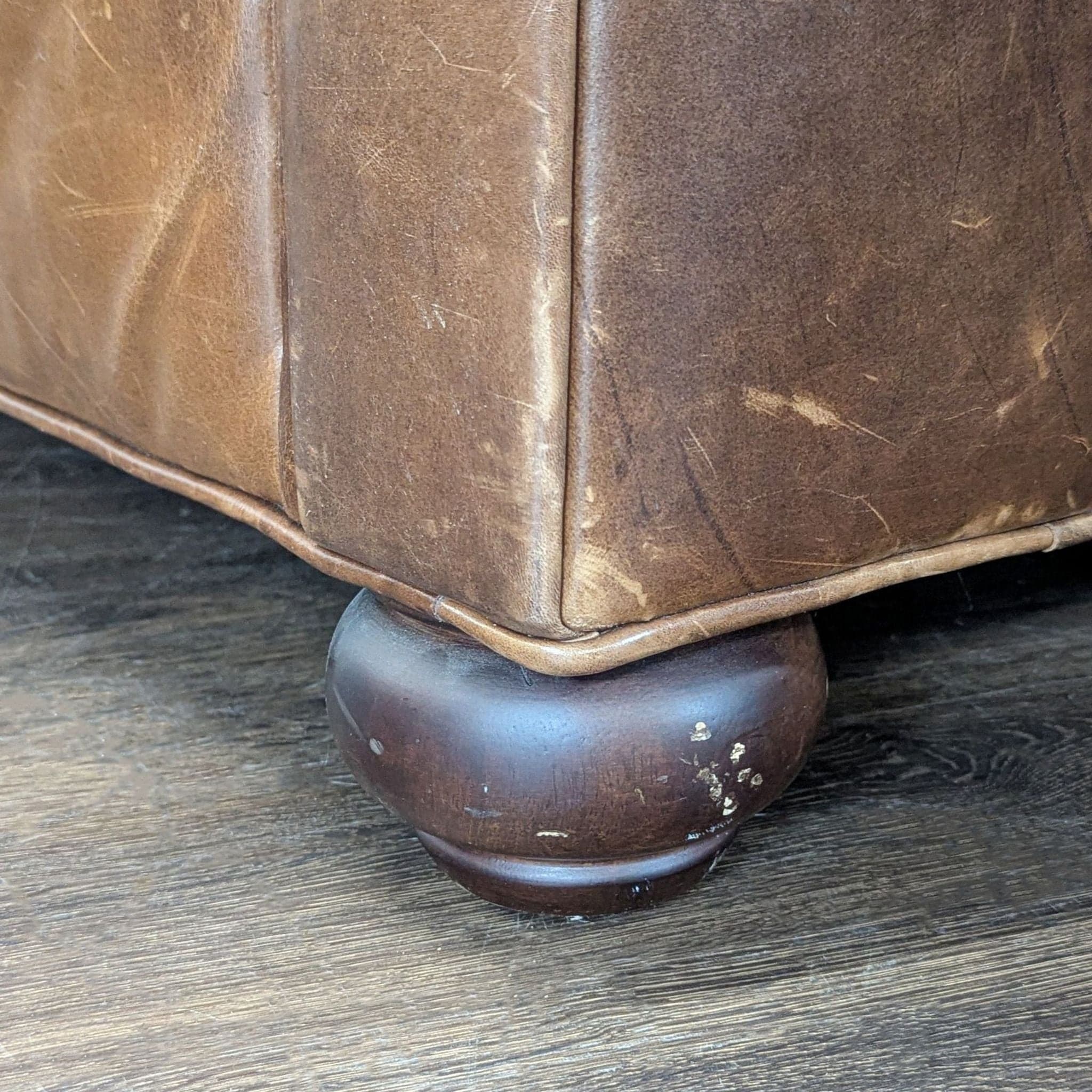 Restoration Hardware Lancaster 3-Seat Brown Leather Sofa - Thumbnail 8