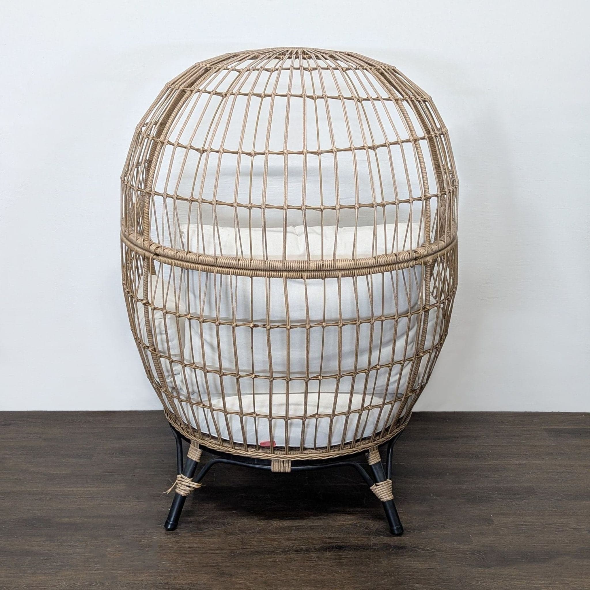 Opal House Egg Chair with Cushions - Cozy Rattan Lounge Seat - Thumbnail 4