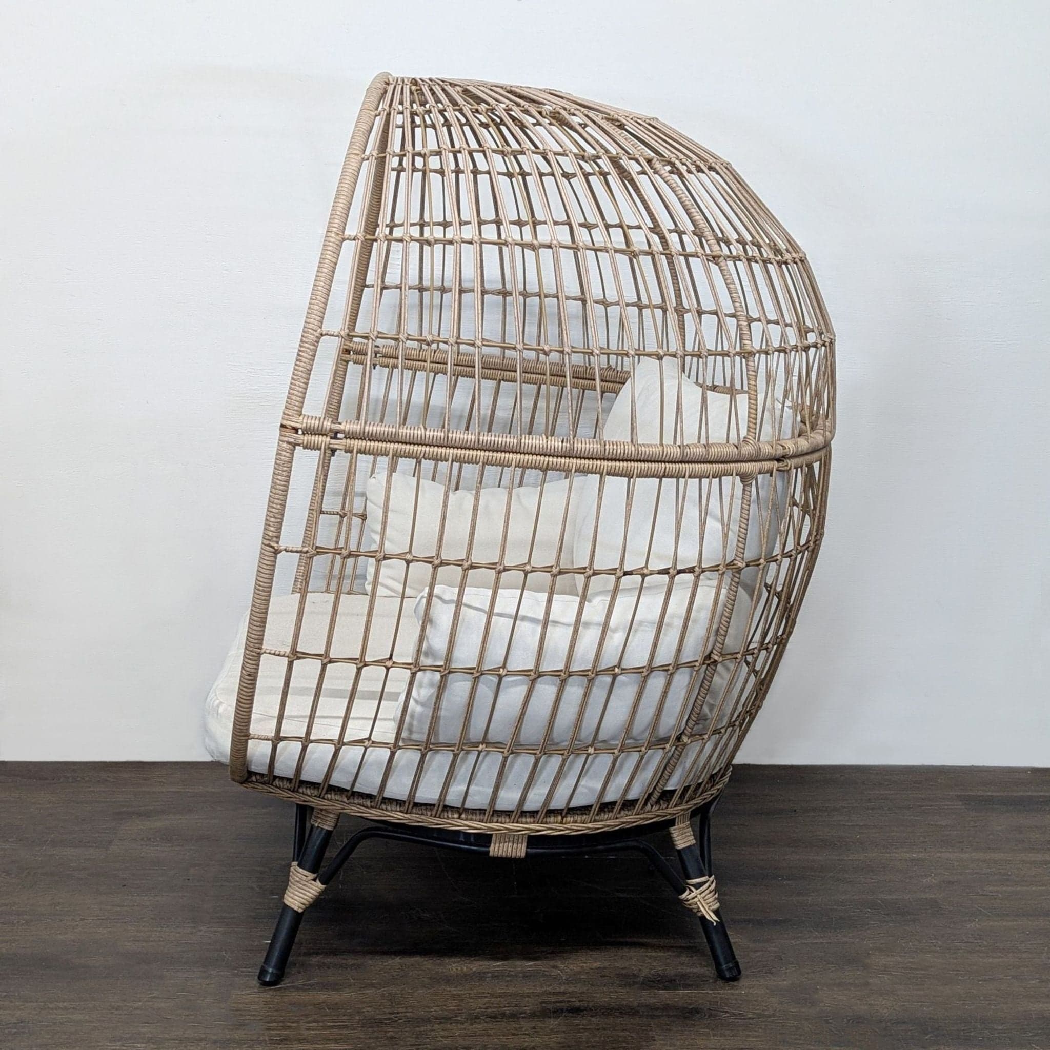 Opal House Egg Chair with Cushions - Cozy Rattan Lounge Seat - Thumbnail 5