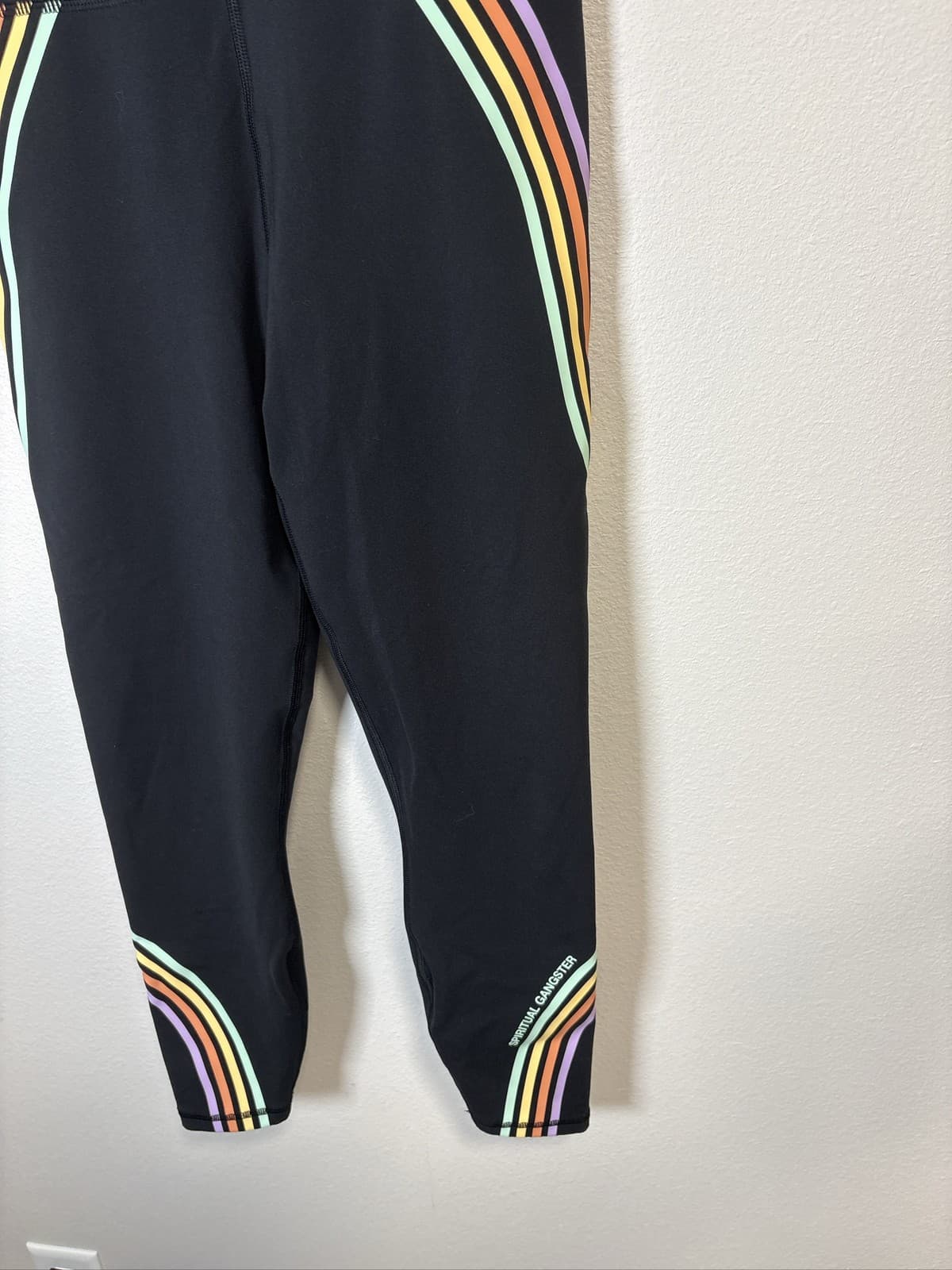 Spiritual Gangster Intent Rainbow Stripe High Waisted 7/8 Leggings Small - Thumbnail 3