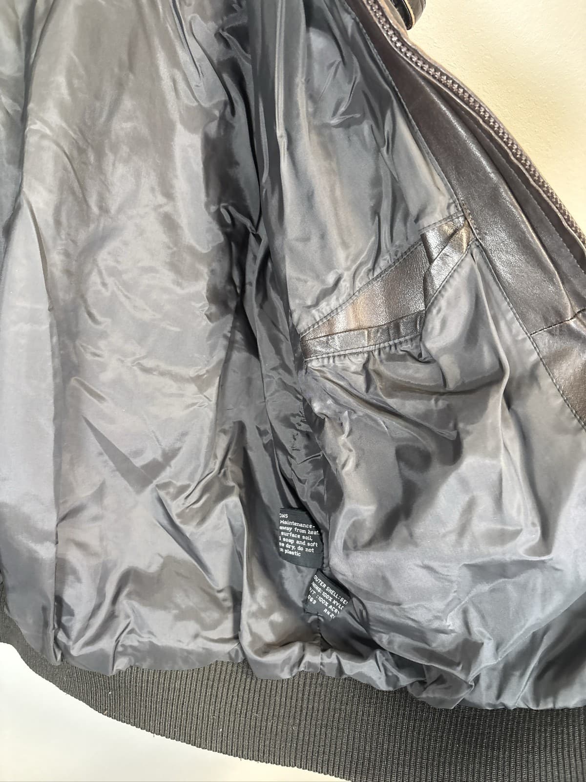 Vintage Members Only Brown Leather Bomber Jacket Mens 42 Full Zip - Thumbnail 7
