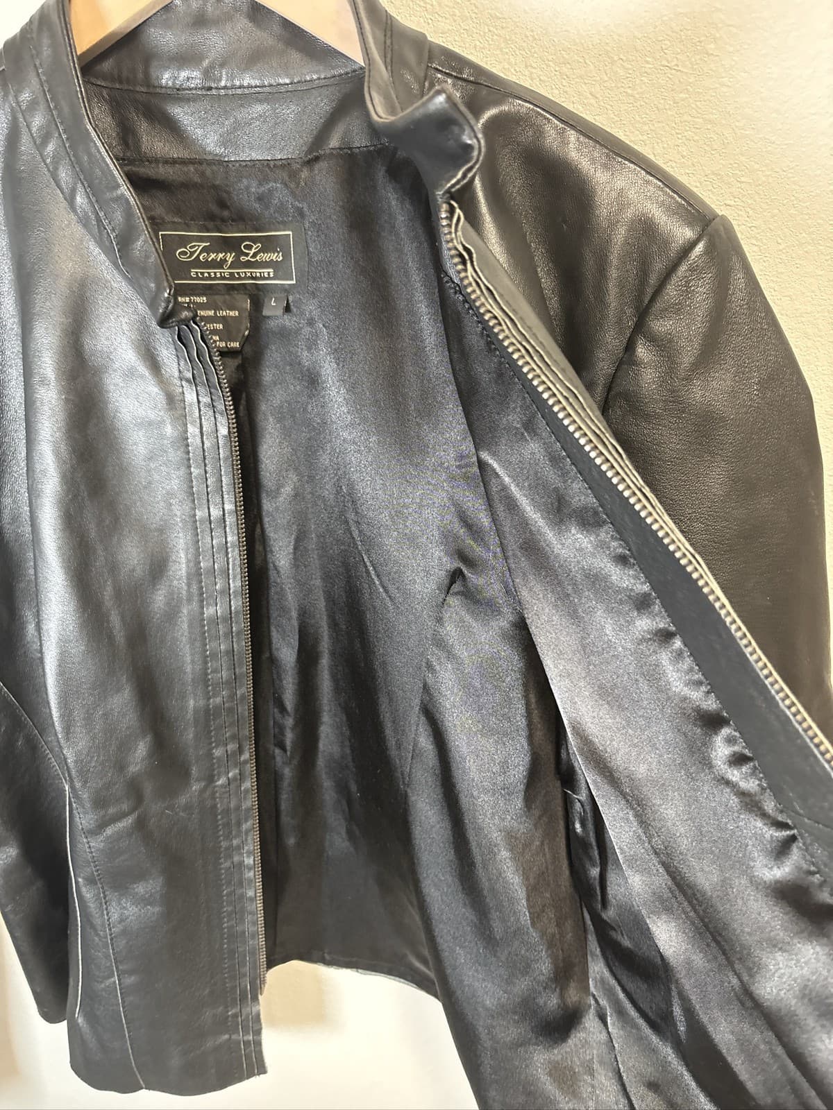 Terry Lewis Classic Luxuries Women's Black Leather Full Zip Jacket M - Thumbnail 3
