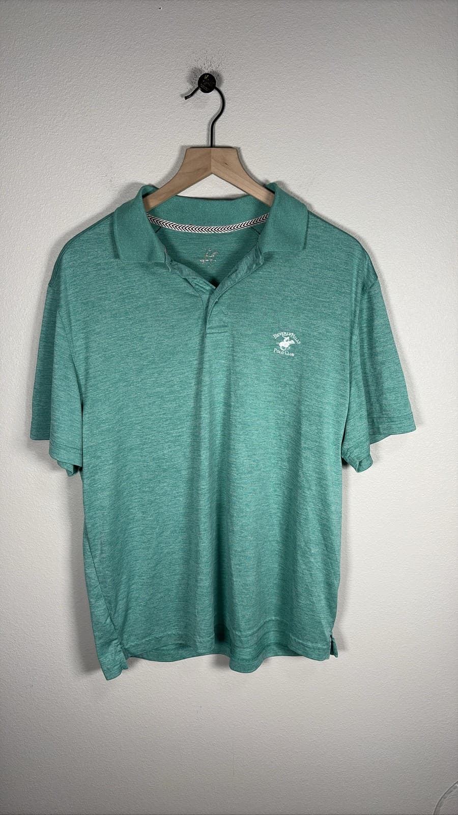 Beverly Hills Polo Club Mens Green Heathered Polo Shirt Golf XL