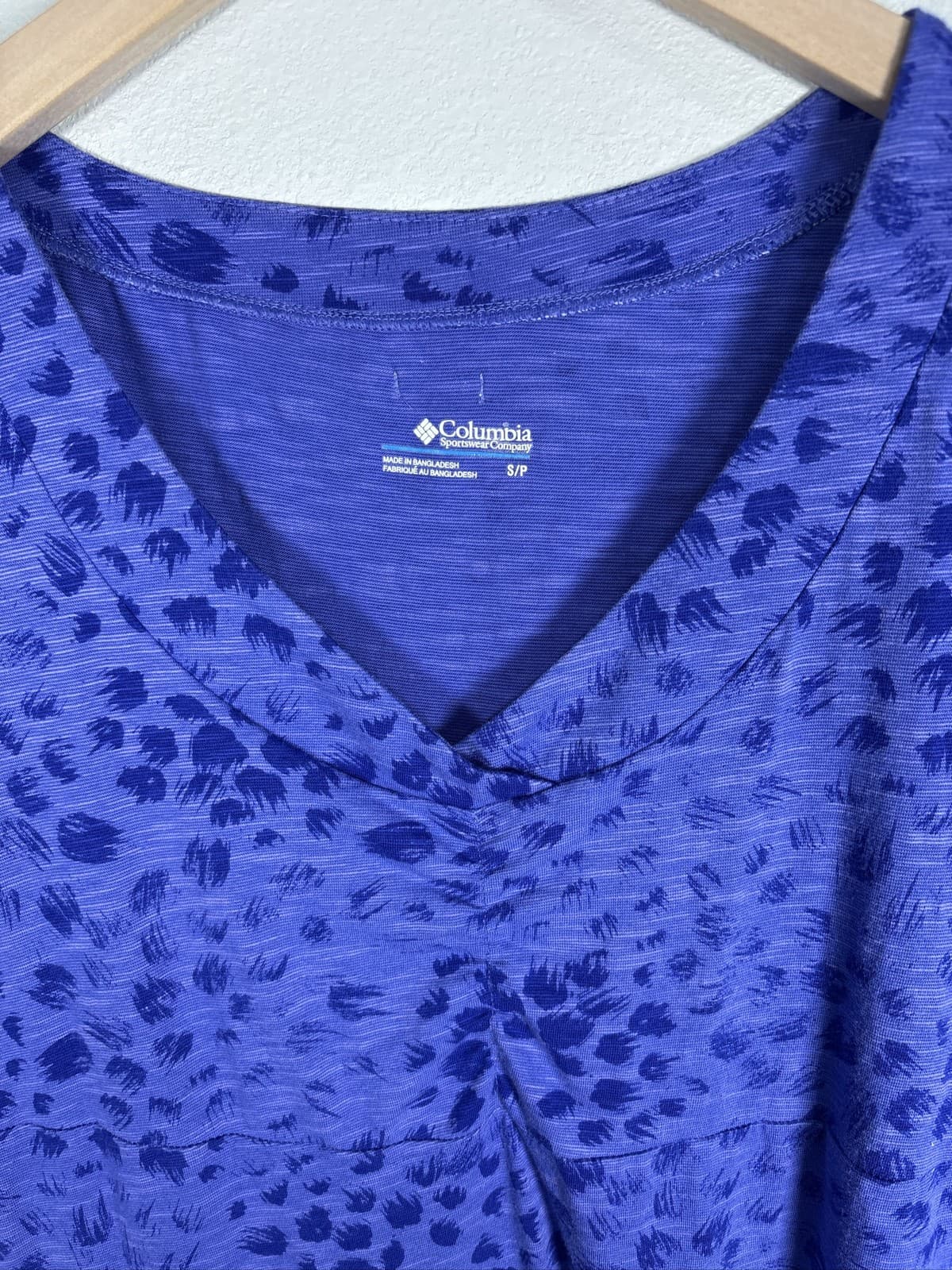 Columbia Womens Purple Blue Animal Print Ruched V-Neck Dress Size S/P - Thumbnail 2