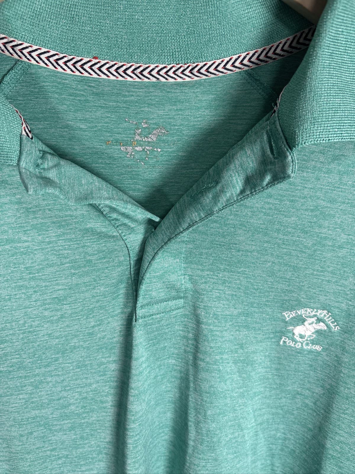 Beverly Hills Polo Club Mens Green Heathered Polo Shirt Golf XL - Thumbnail 2