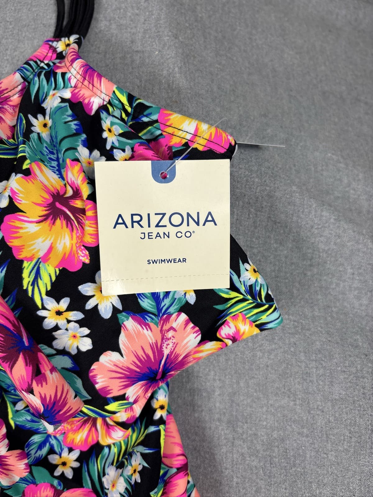 Arizona Jean Co Floral Macrame Tankini Top Womens Tropical Ruffle XXL - Thumbnail 2