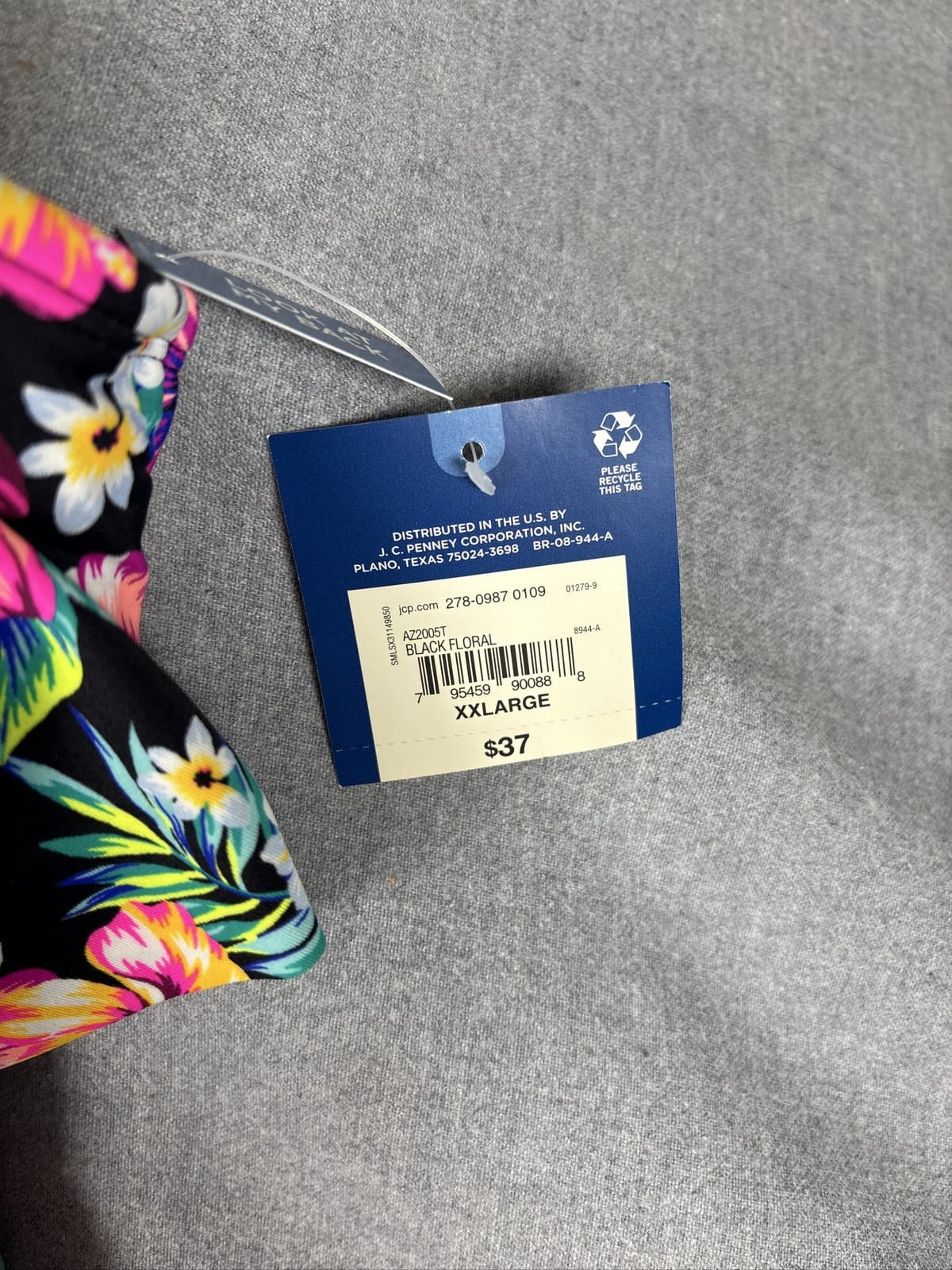 Arizona Jean Co Floral Macrame Tankini Top Womens Tropical Ruffle XXL - Thumbnail 3