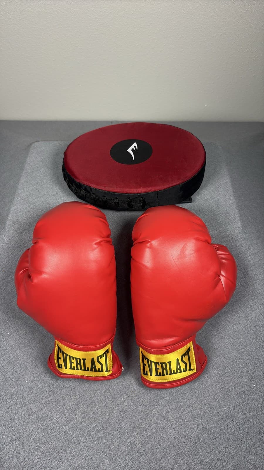 Everlast Boxing Gloves and Punch Mitt Set Red Training Sparring Small/Medium