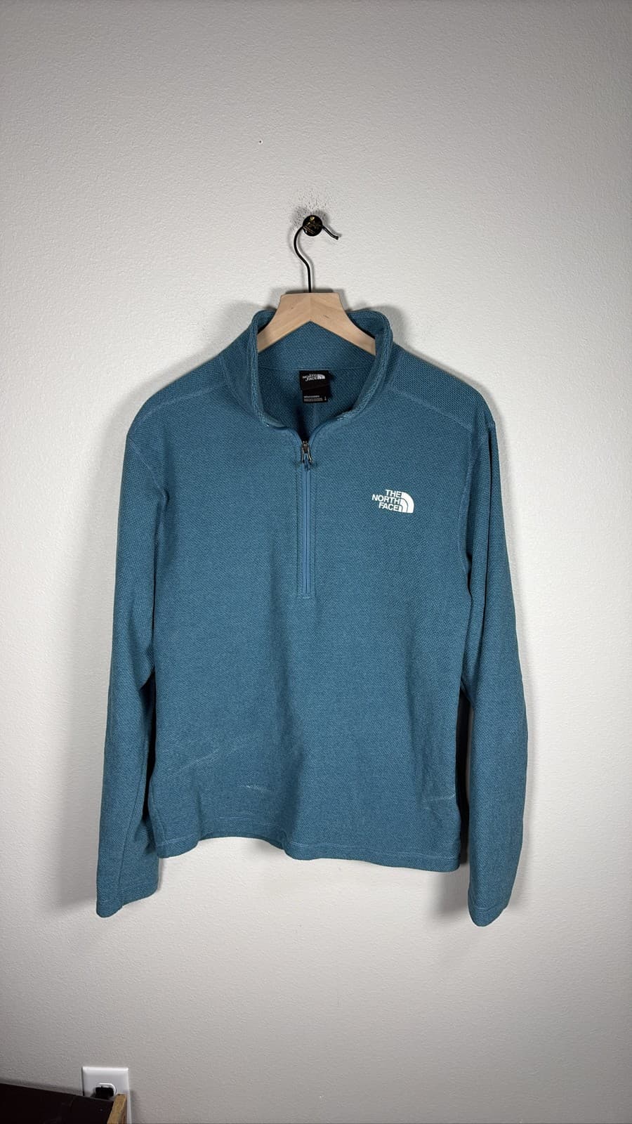 The North Face Mens Quarter Zip Fleece Pullover Blue Mock Neck Jacket L