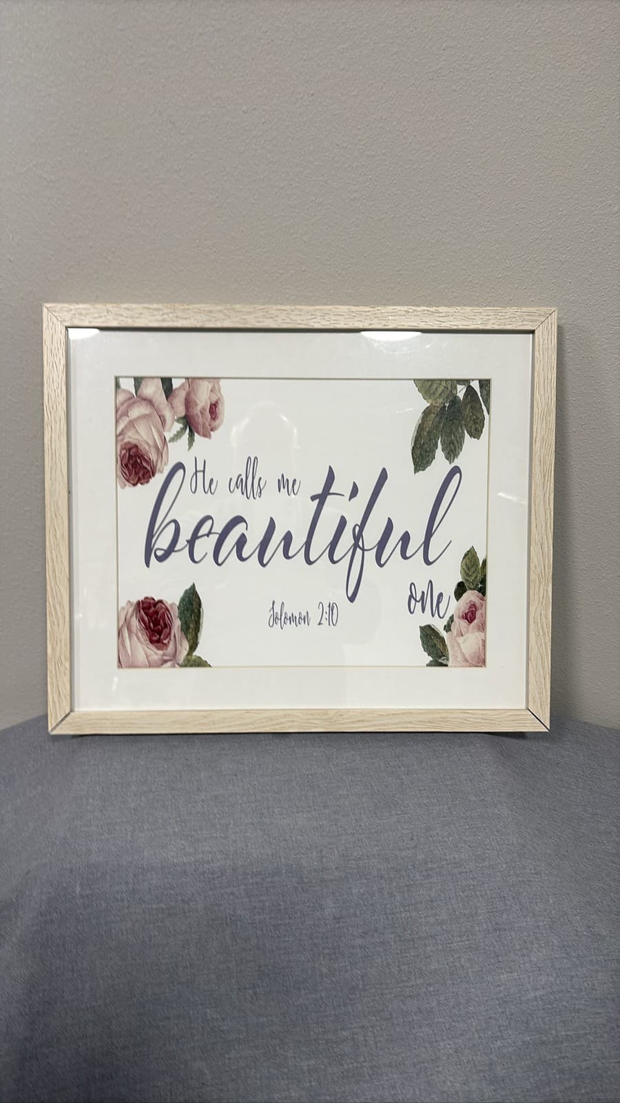 Framed Floral Scripture Print "He calls me beautiful" Solomon 2:10