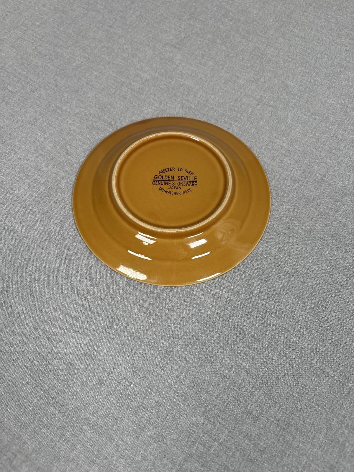 Seville Stoneware Oval Lotus Plate Japan Mustard Brown Pattern - Thumbnail 2