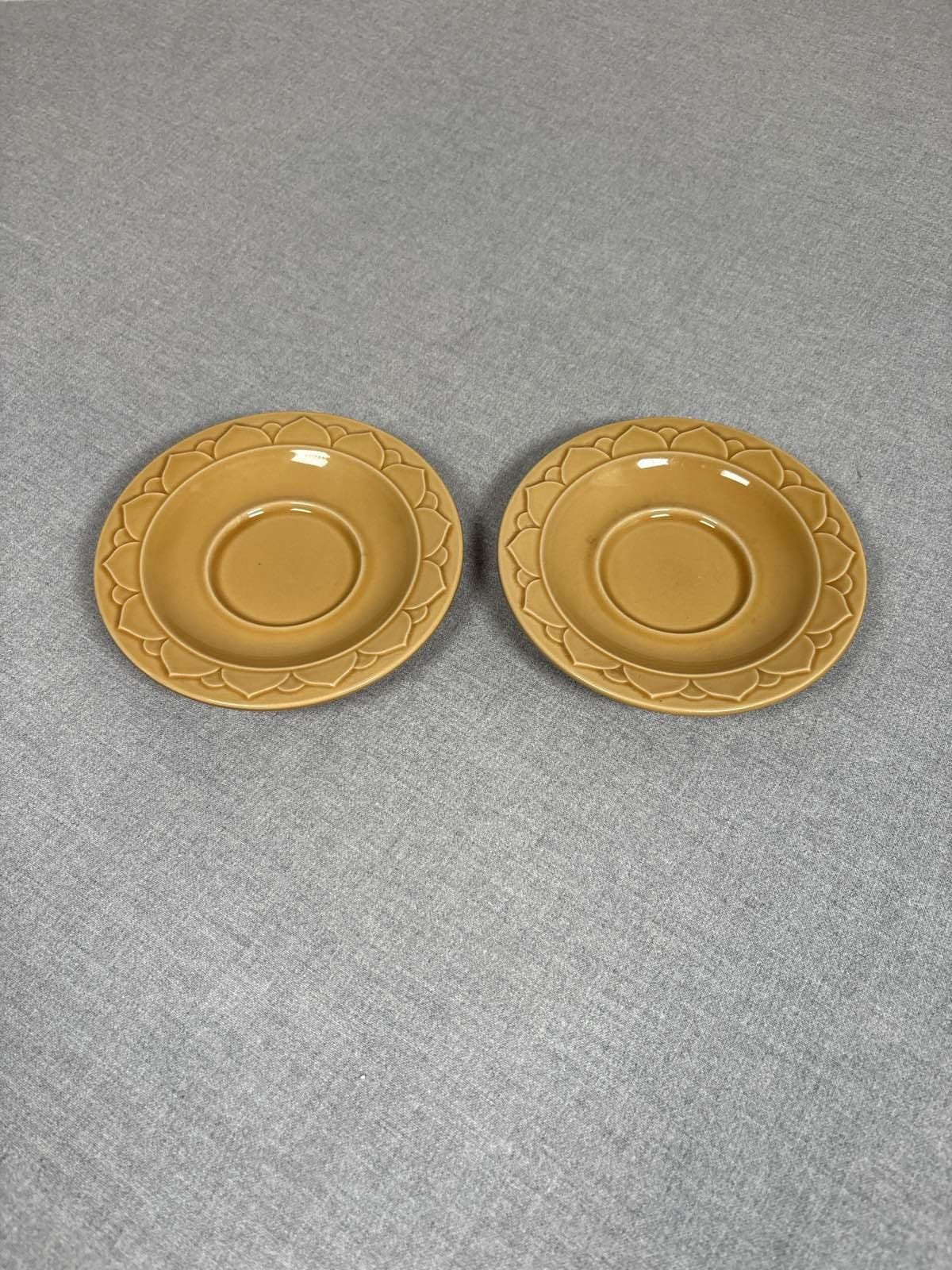 Seville Stoneware Tea Cup Saucer Plate 5.5" Mustard Brown Japan (2) - Thumbnail 2