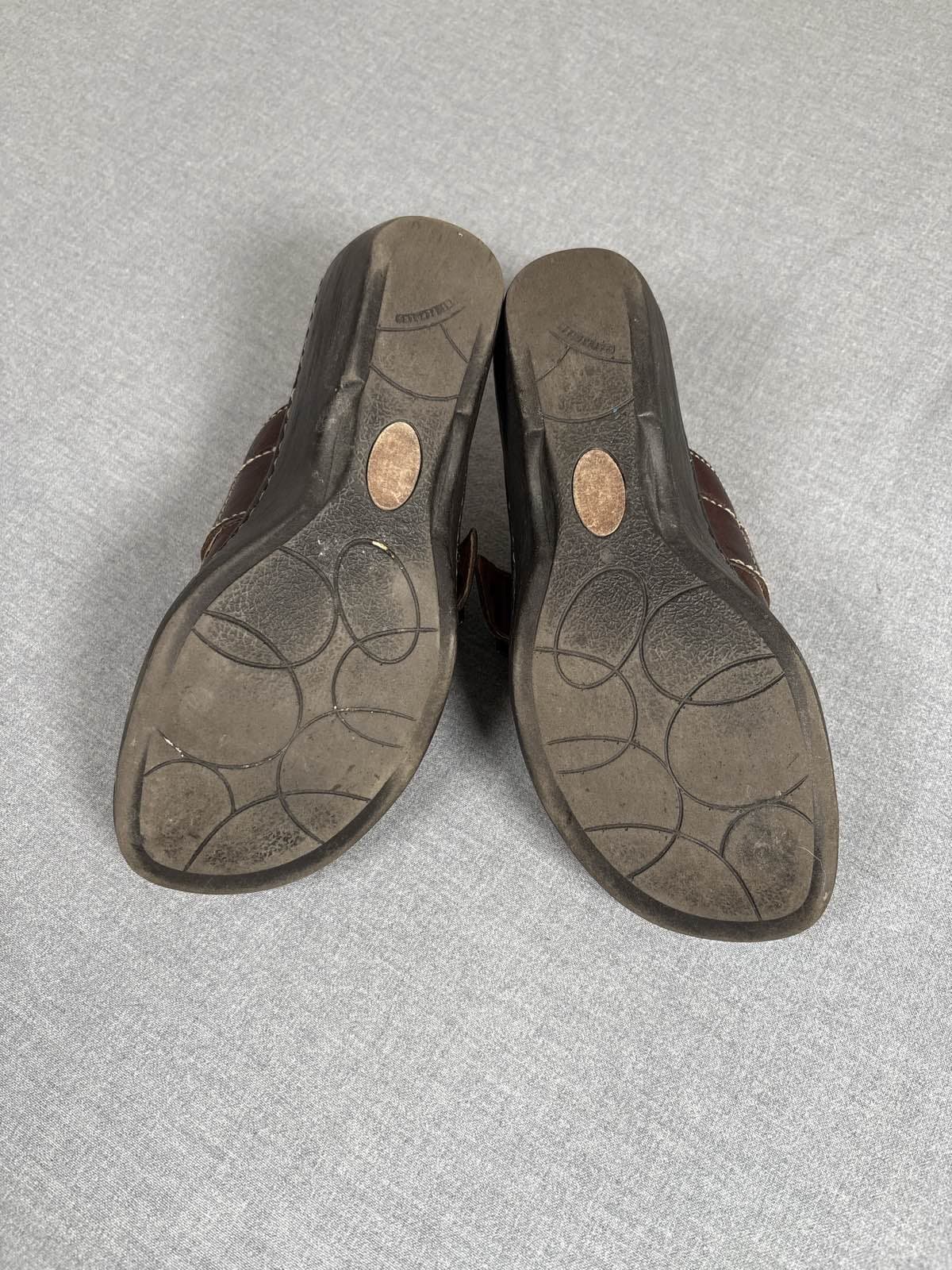 BORN Brown Leather Buckle Slip On Mules Women's 5 - Thumbnail 4