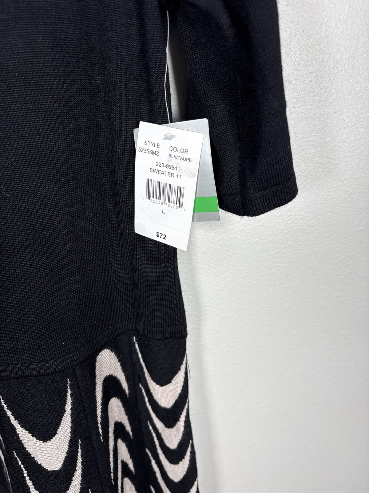 Danny & Nicole Womens Fit & Flare Sweater Dress M Black Tan Geometric - Thumbnail 3