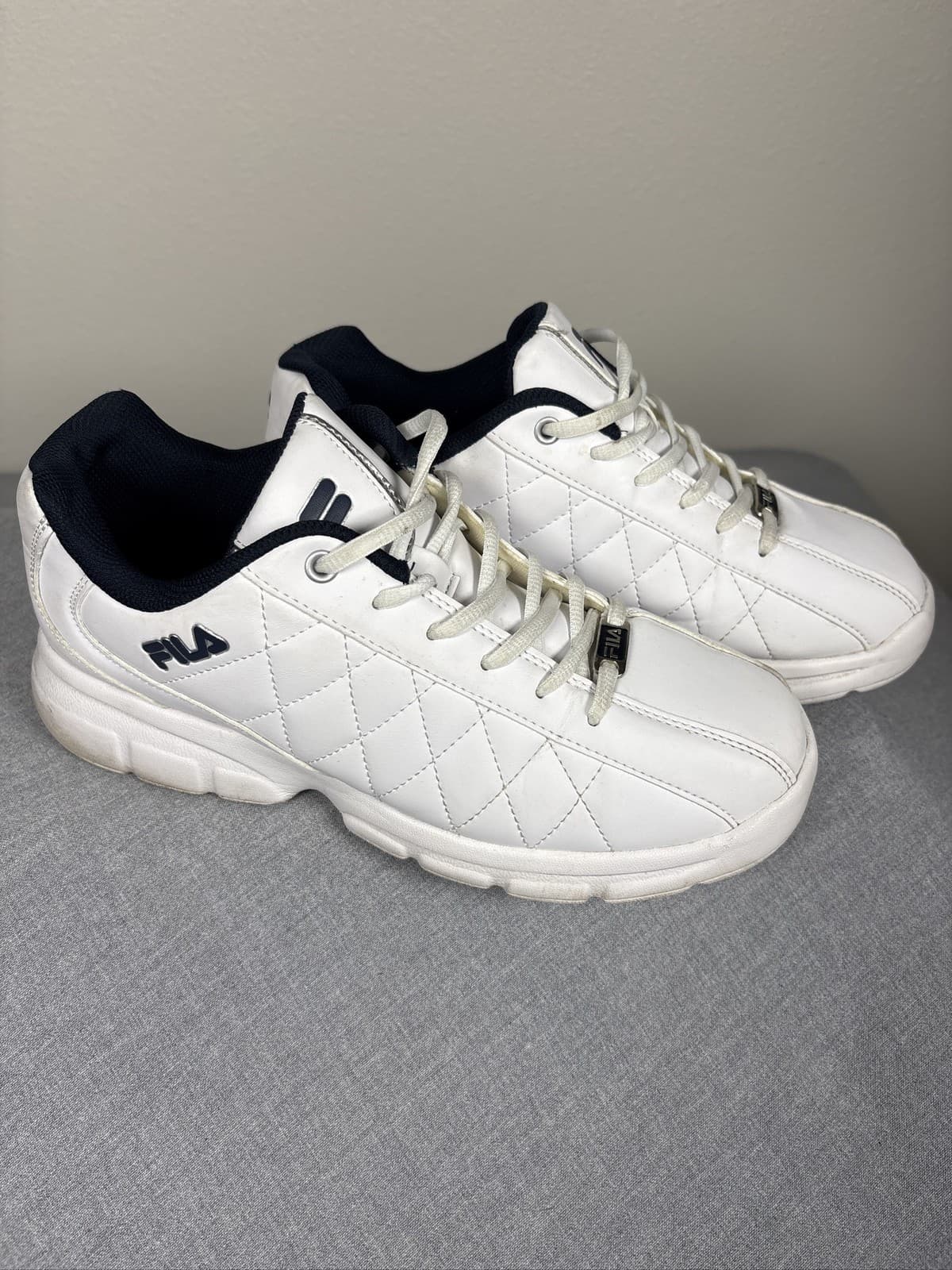 FILA Fulcrum 3 Mens White Navy Athletic Sneakers Low Lace Up Shoes 9 - Thumbnail 3