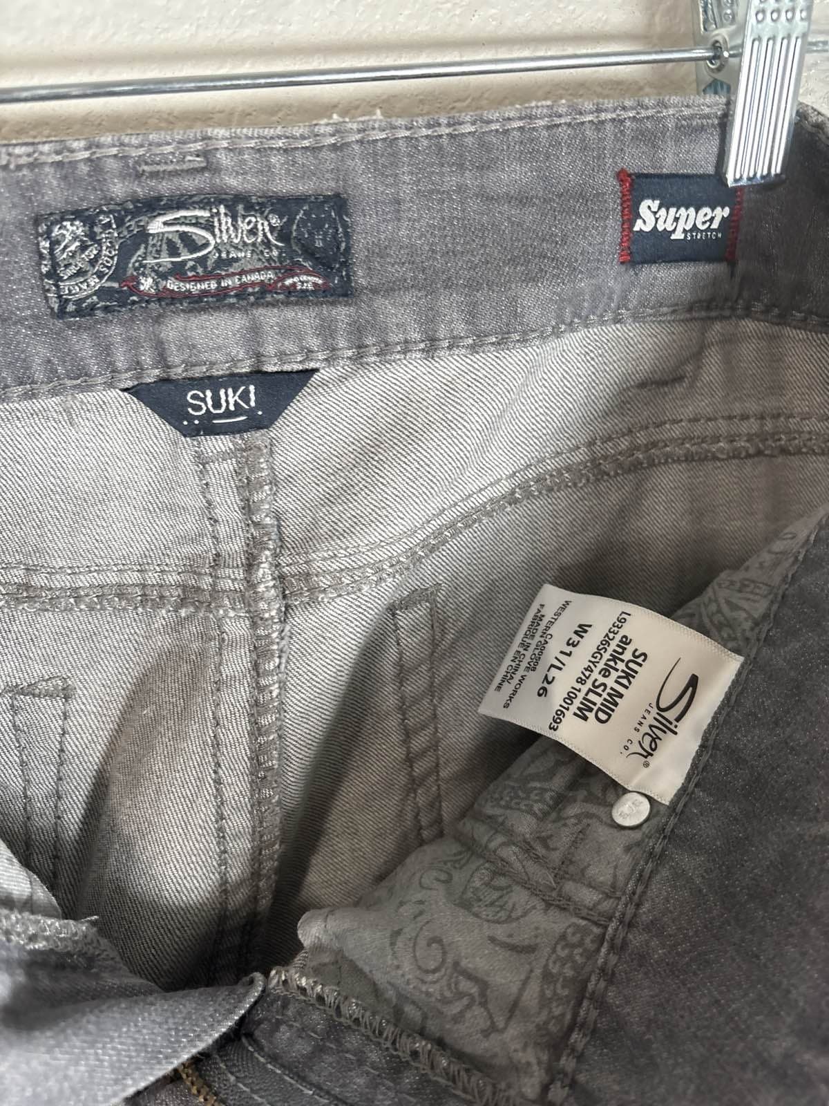 Silver Suki Mid Ankle Slim W31 L26 Gray Distressed Stretch Jeans - Thumbnail 5