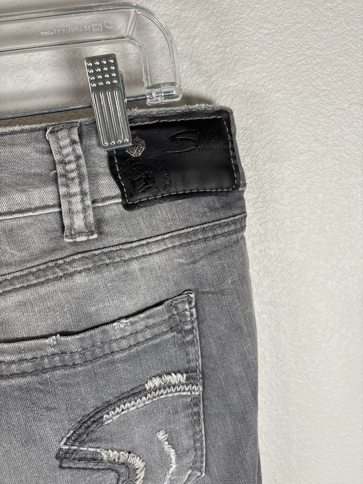 Silver Suki Mid Ankle Slim W31 L26 Gray Distressed Stretch Jeans - Thumbnail 7