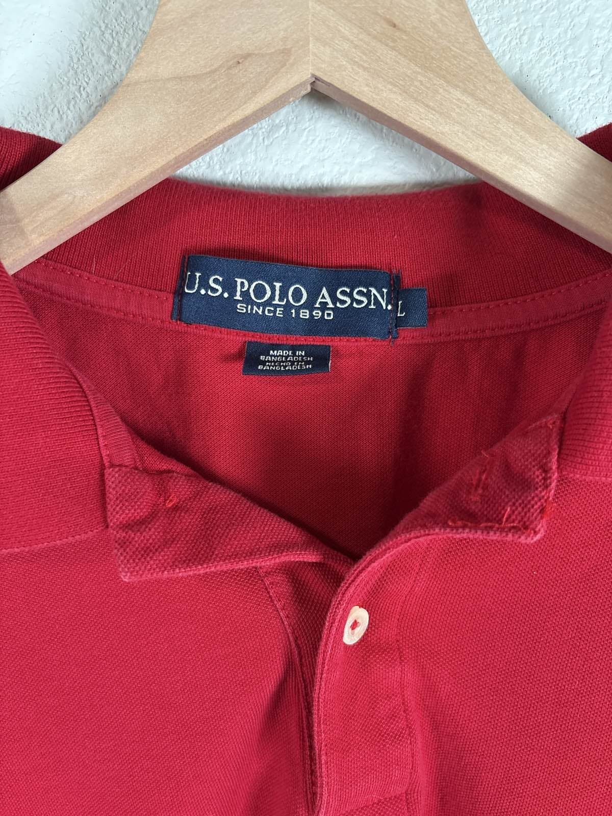 US Polo Assn Men's Red Short Sleeve Polo Shirt Elevated Feel L - Thumbnail 2