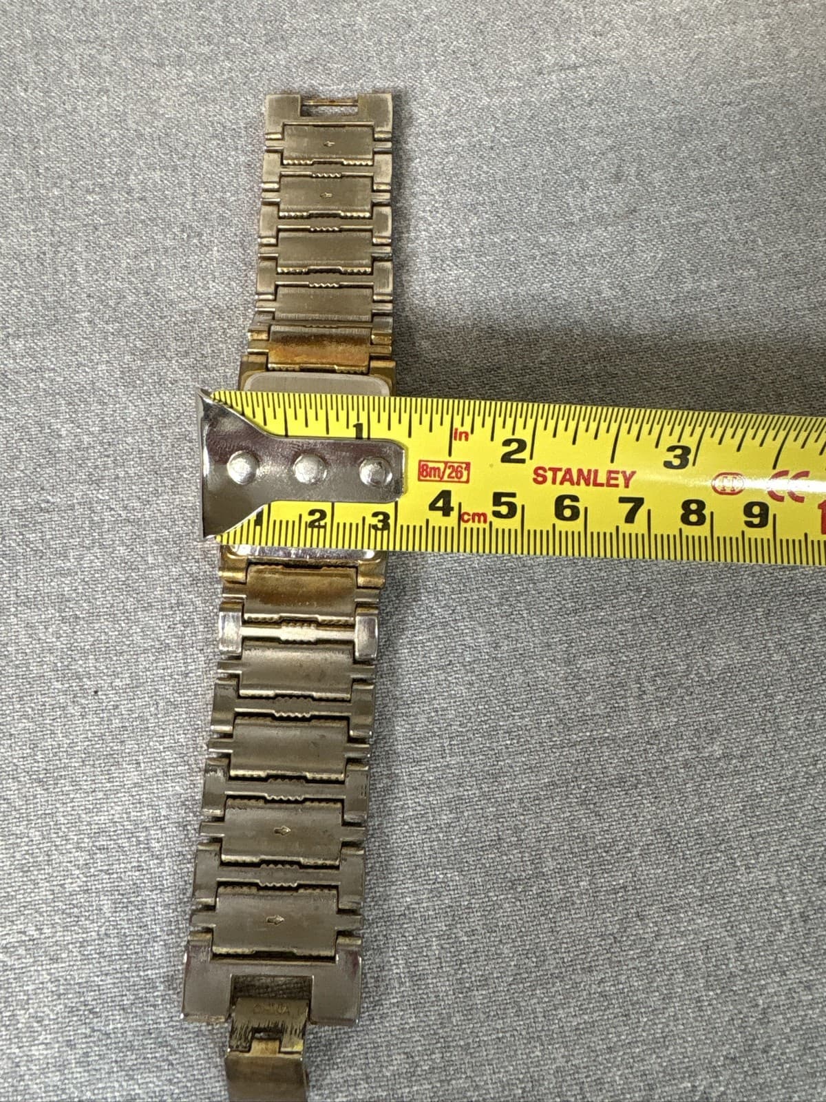 Gold Tone Rectangular Quartz Watch Japan Movt M.Z.Berger Stainless Steel - Thumbnail 4