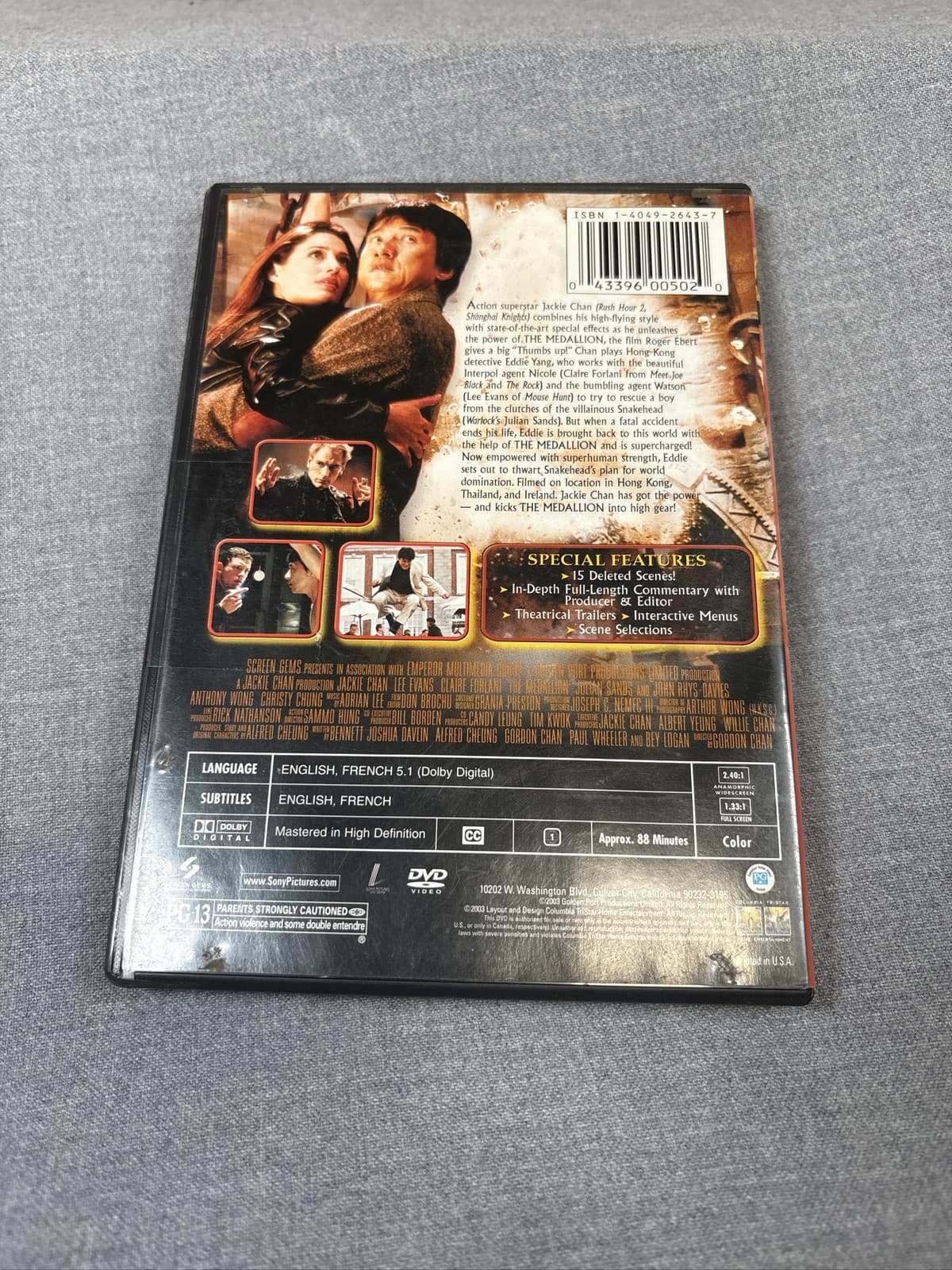 Medallion DVD 2003 Jackie Chan Lee Evans Claire Forlani Action - Thumbnail 2