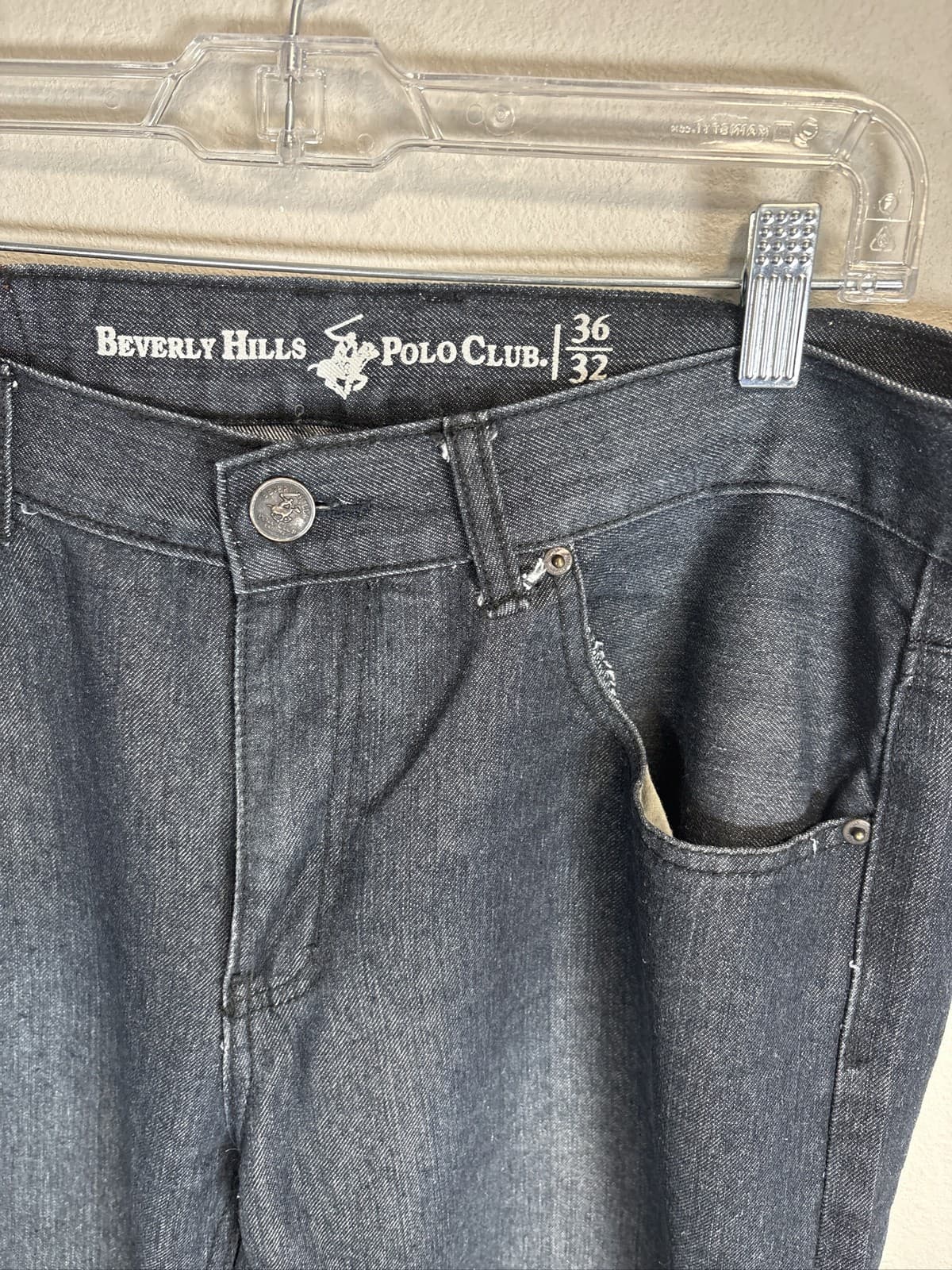 Beverly Hills Polo Club Men's 36x32 Dark Wash Straight Leg Denim Jeans - Thumbnail 2