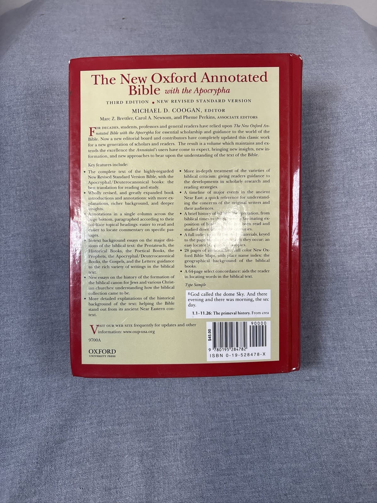 New Oxford Annotated Bible Apocrypha NRSV 3rd Ed Red Hardcover - Thumbnail 2