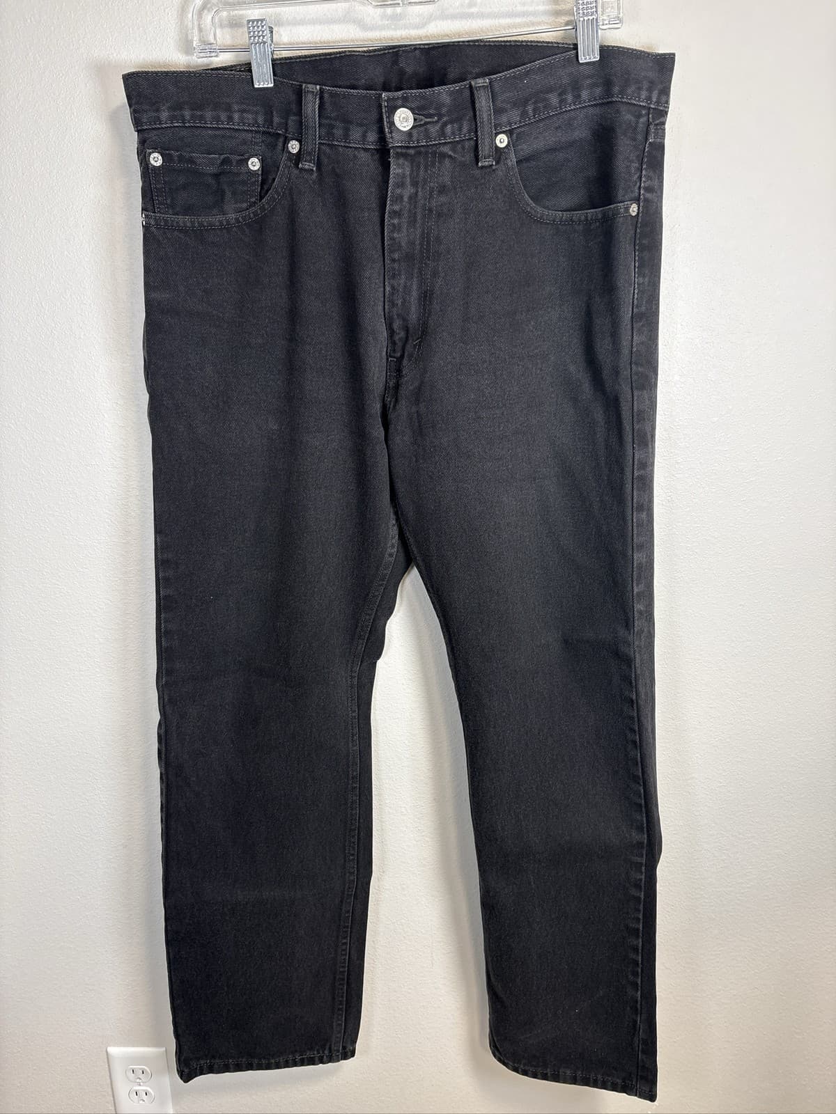 Levi's 505 Men's 36x32 Black Regular Straight Leg Denim - Thumbnail 4